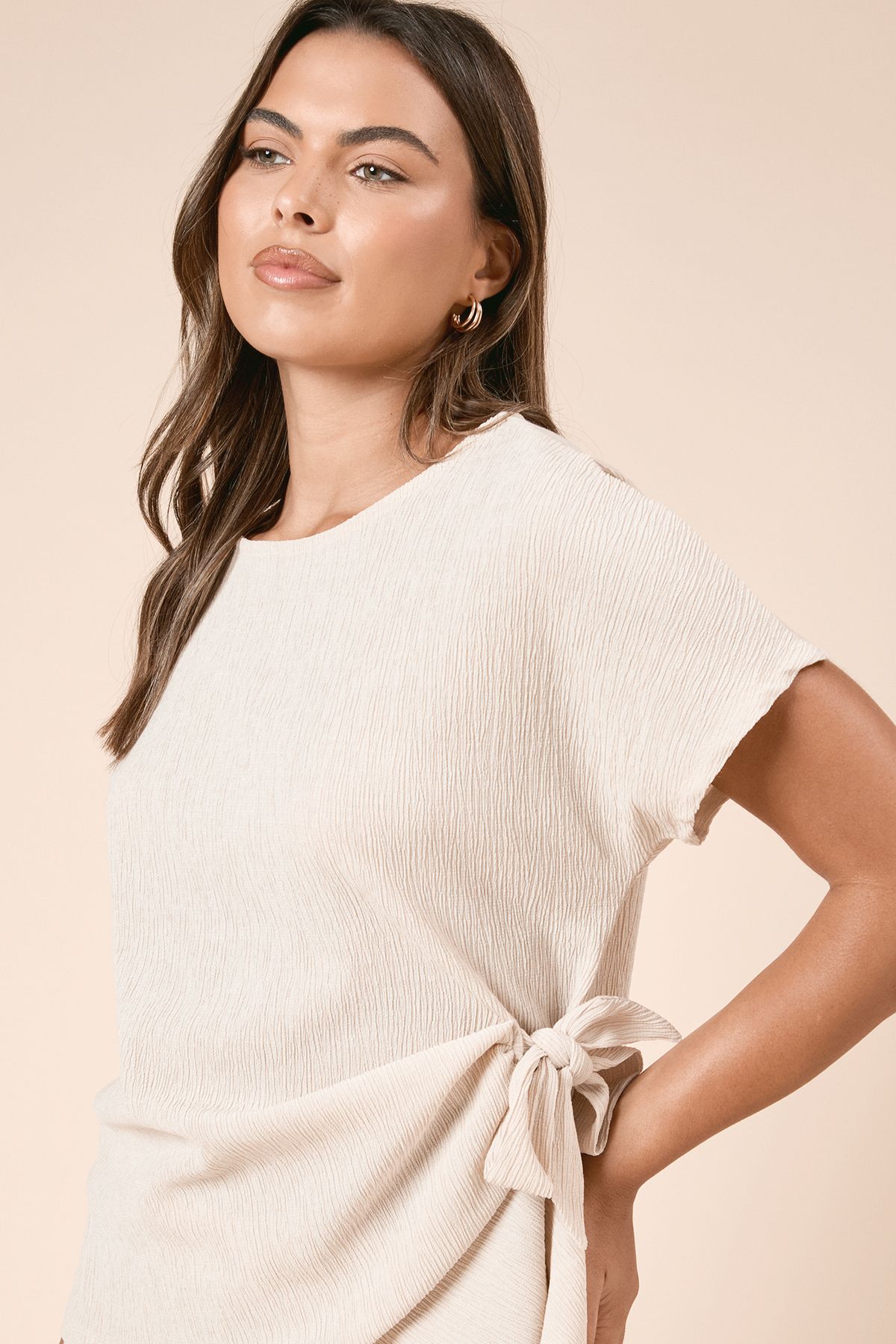 Dorothy Perkins Knot Tie Side Jersey T Shirt Stone image 3