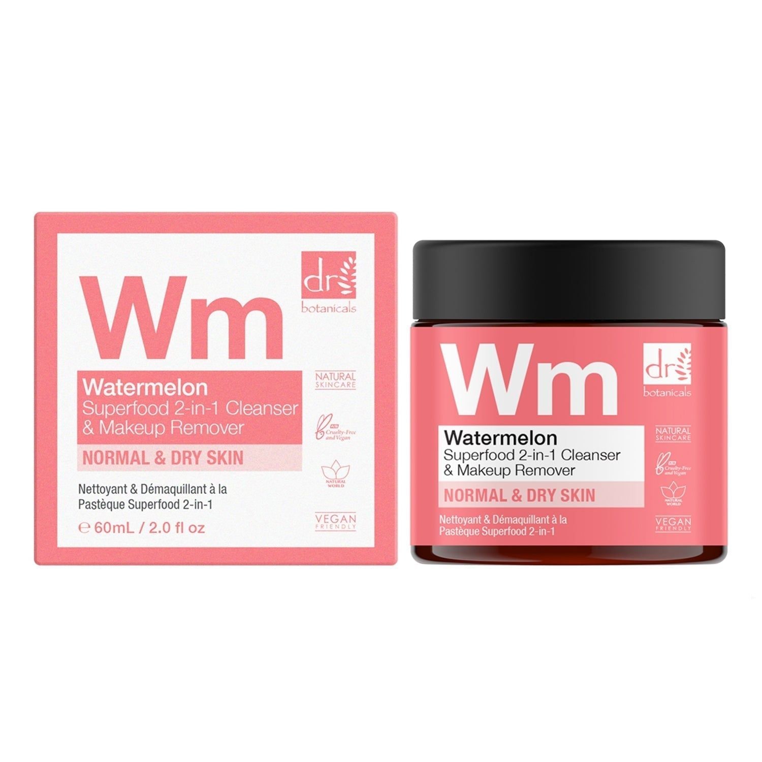Dr. Botanicals Watermelon Superfood 2-In-1 Cleanser & Makeup Remover 60ml x 2 Duo Pack image 3