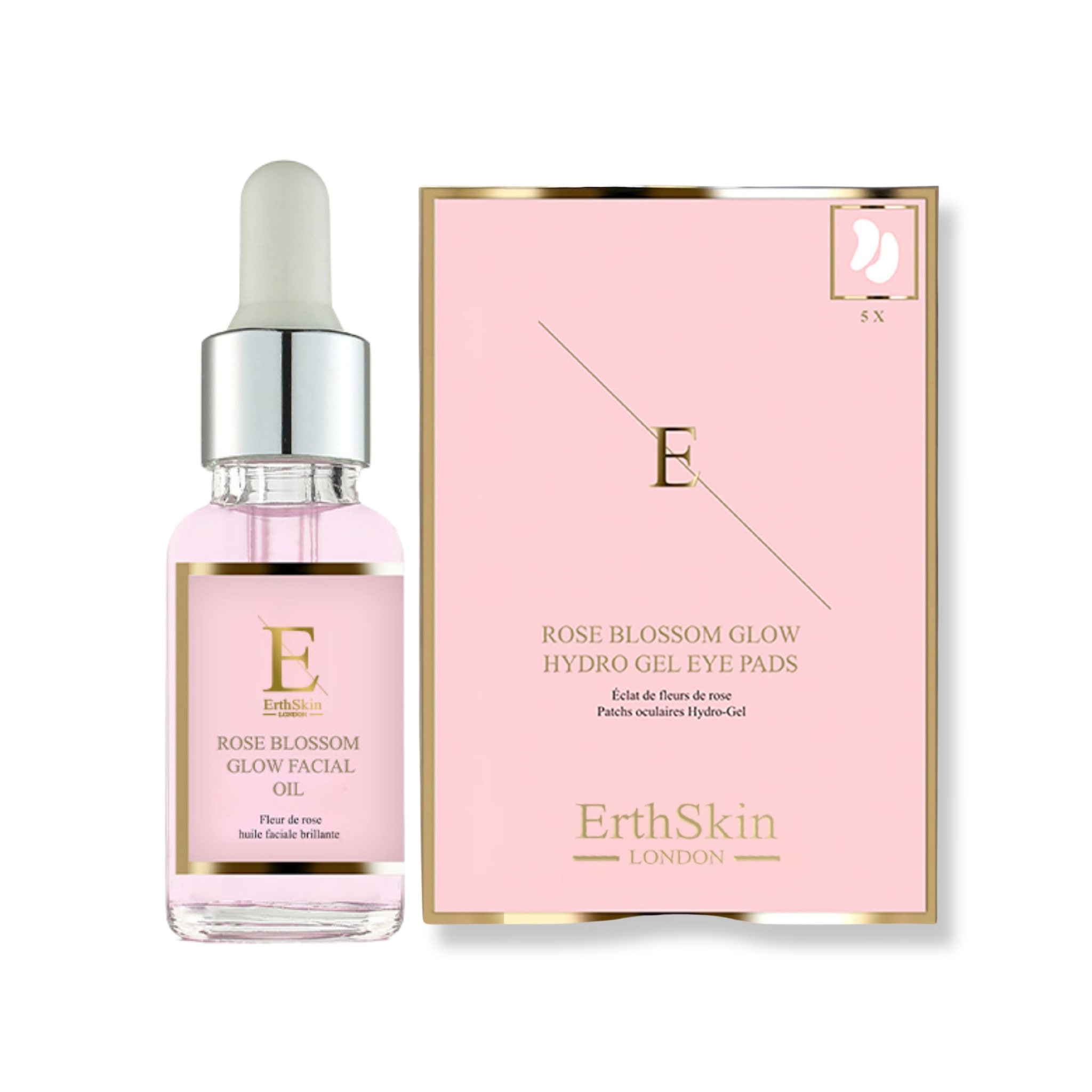 Erth Skin London Rose Glow Revival Set: Facial Oil 30ml + Rose Hydro-Gel Eye Pads image 1