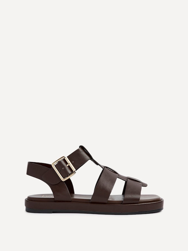Linzi Camden Brown Faux Leather Gladiator Style Sandal