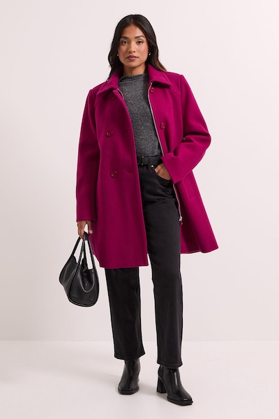 Dorothy Perkins Petite Short Faux Wool Dolly Coat Pink