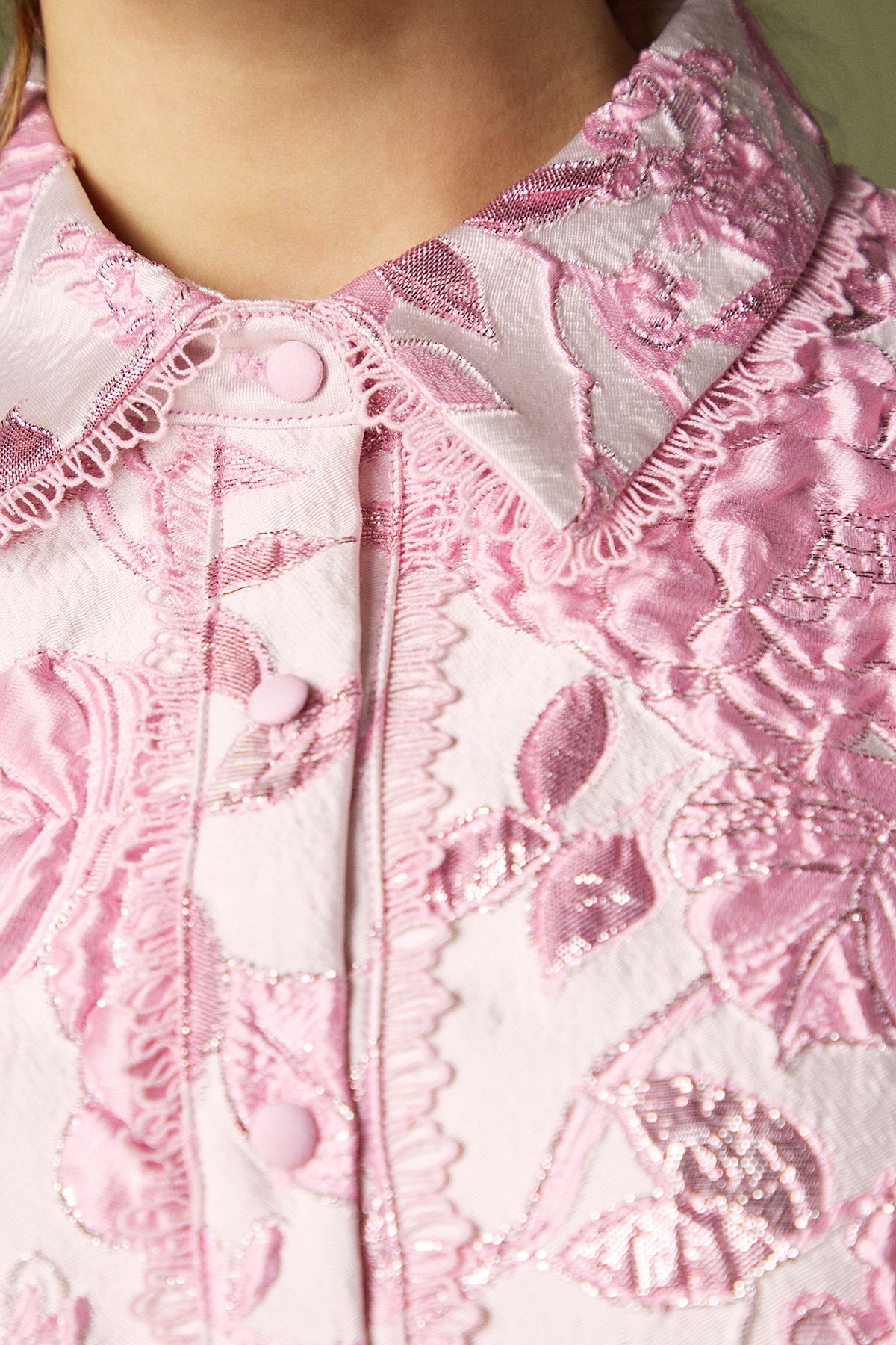 Coast Short Sleeve Jacquard Belted Mini Dress Pink image 5