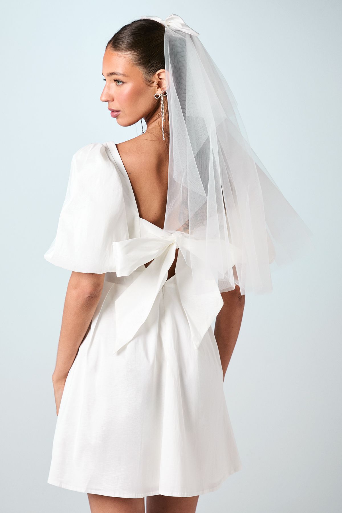 Coast Puff Sleeve Full Skirted Mini Dress With Tie Back Ivory image 3