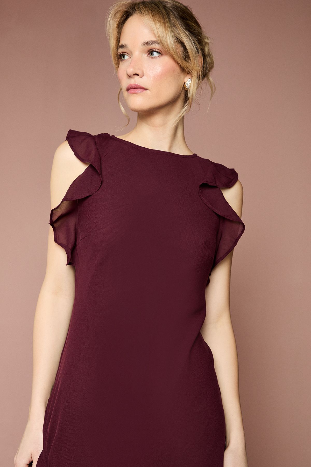 Coast Coast Honoured Ruffle Georgette Maxi Bridesmaid Dress Malbec image 4