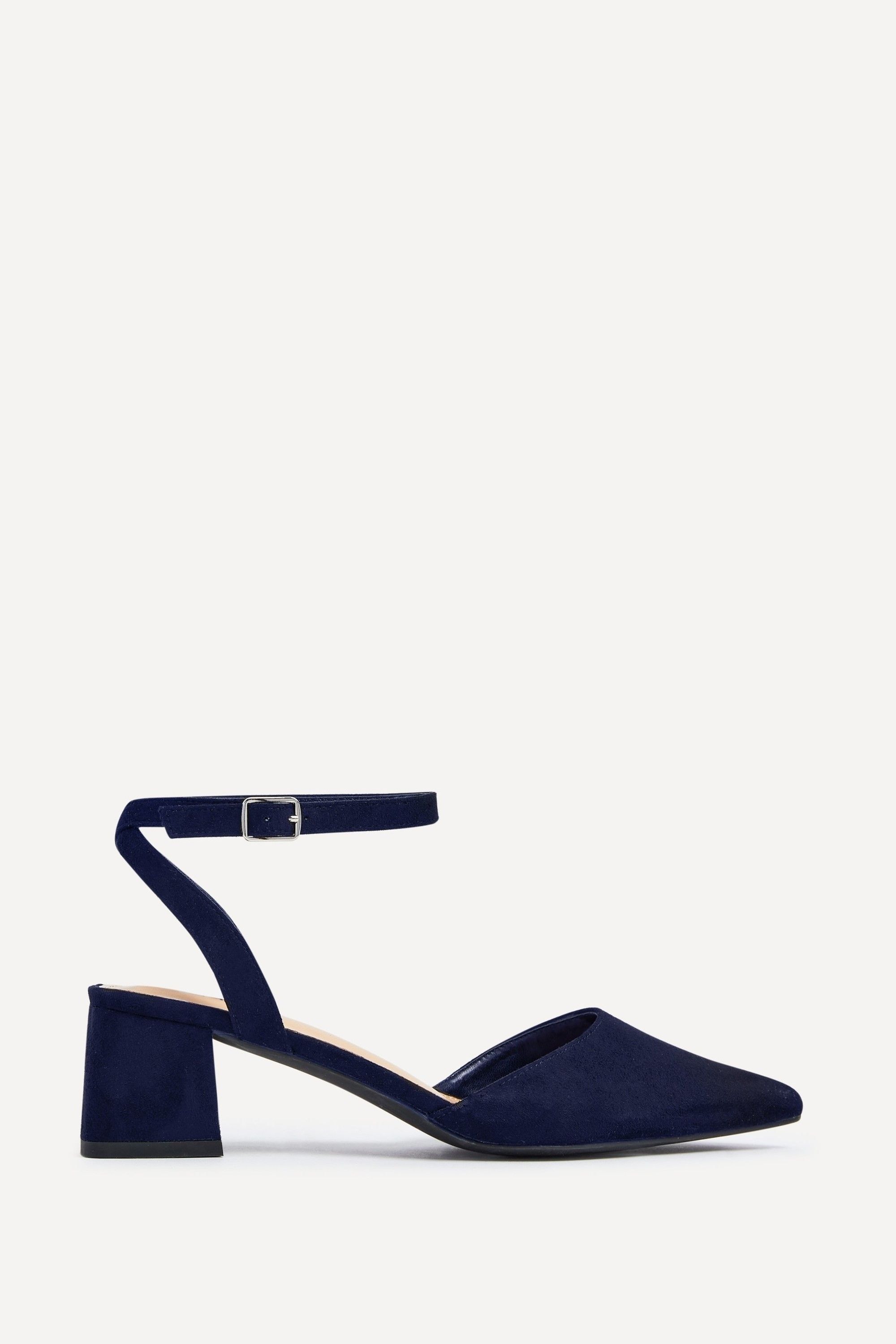 Linzi Suzy Wide Fit Navy Faux Suede Court Heel