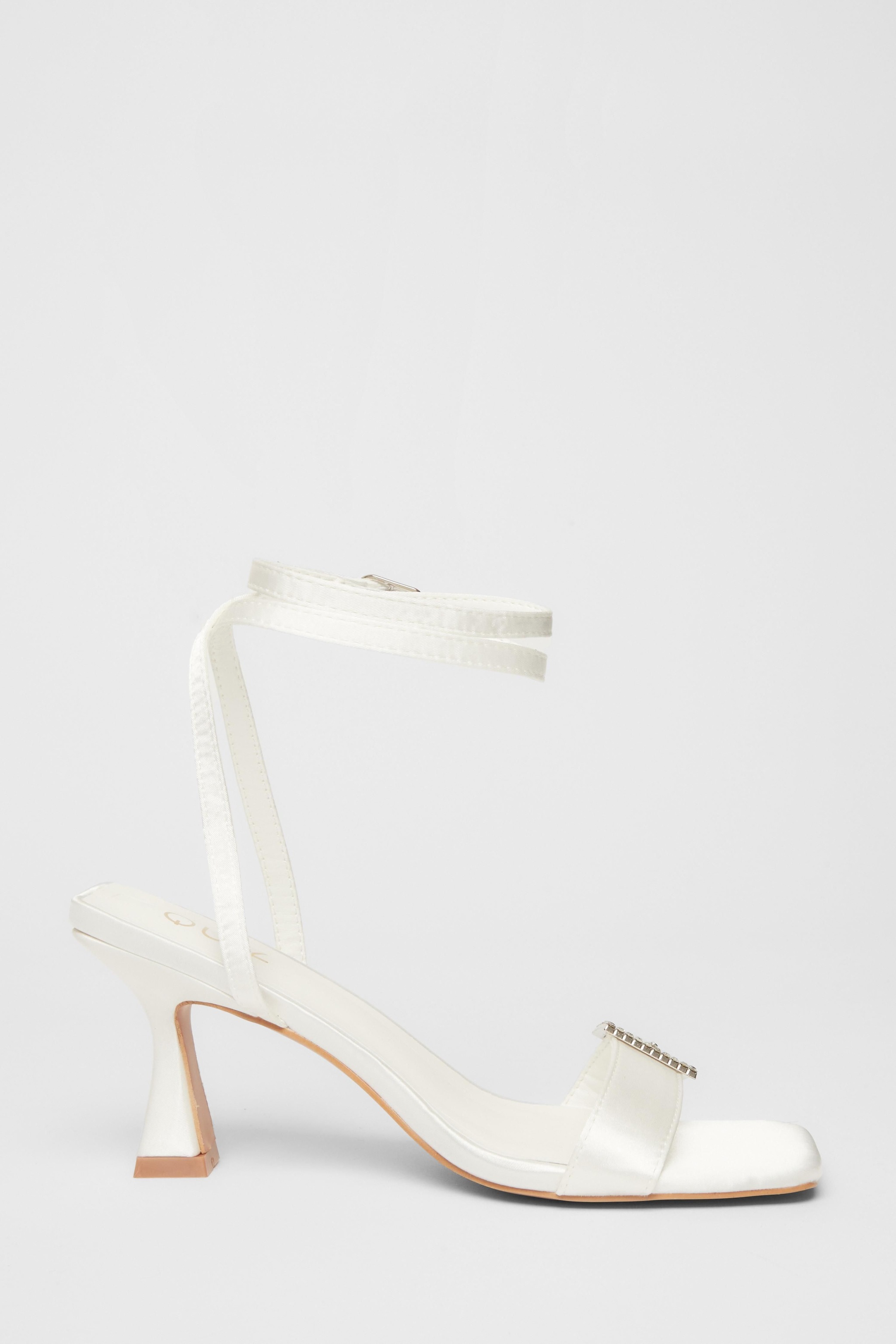 Quiz White Buckle Front Heels image 5