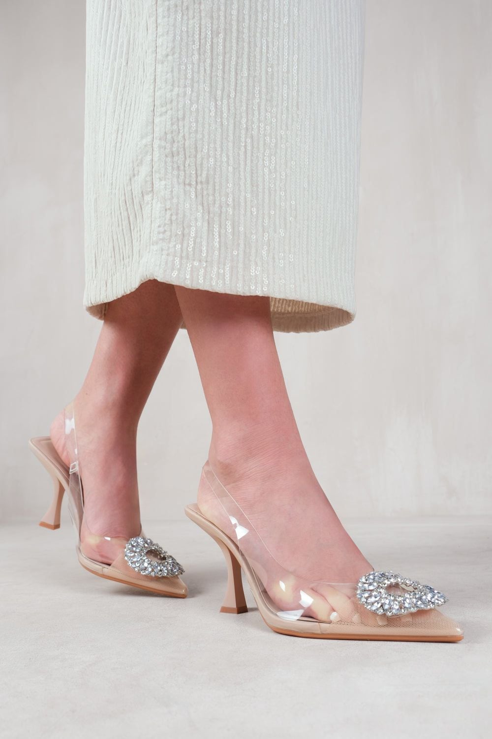 Where's That From 'Opal' Perspex Low Heel Sandals With Embellished Detail image 1