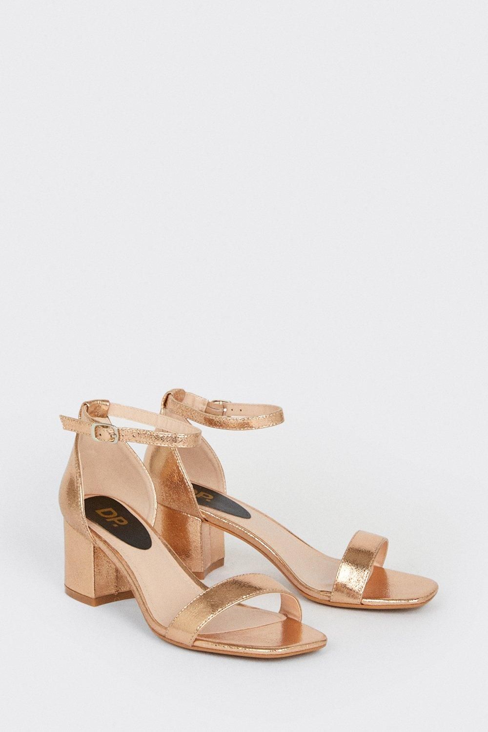 Dorothy Perkins Sammy Barely There Low Block Heel Sandals Rose Gold image 3