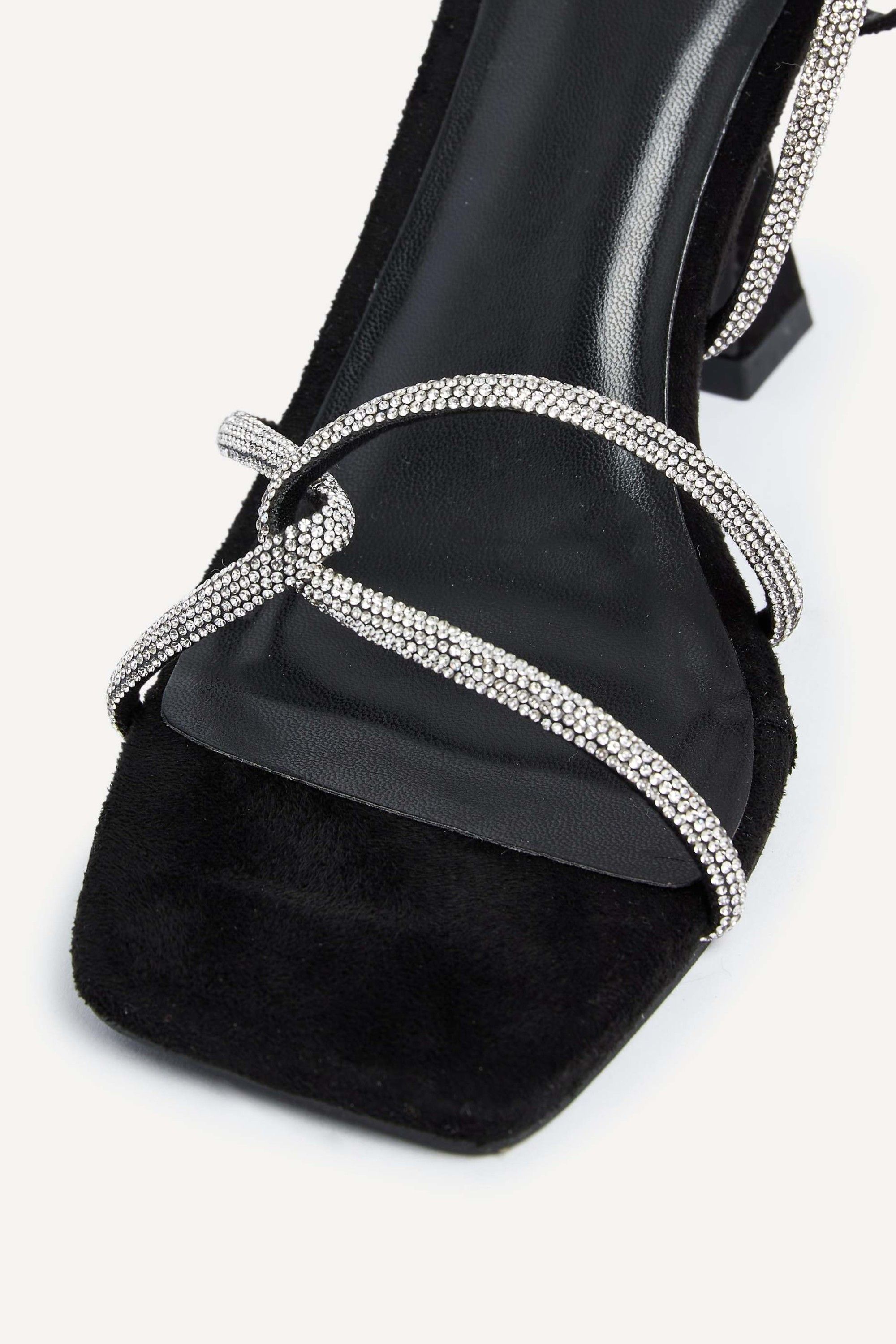 Linzi Entice Black Faux Suede Diamante Embellishes Strappy Heel image 5