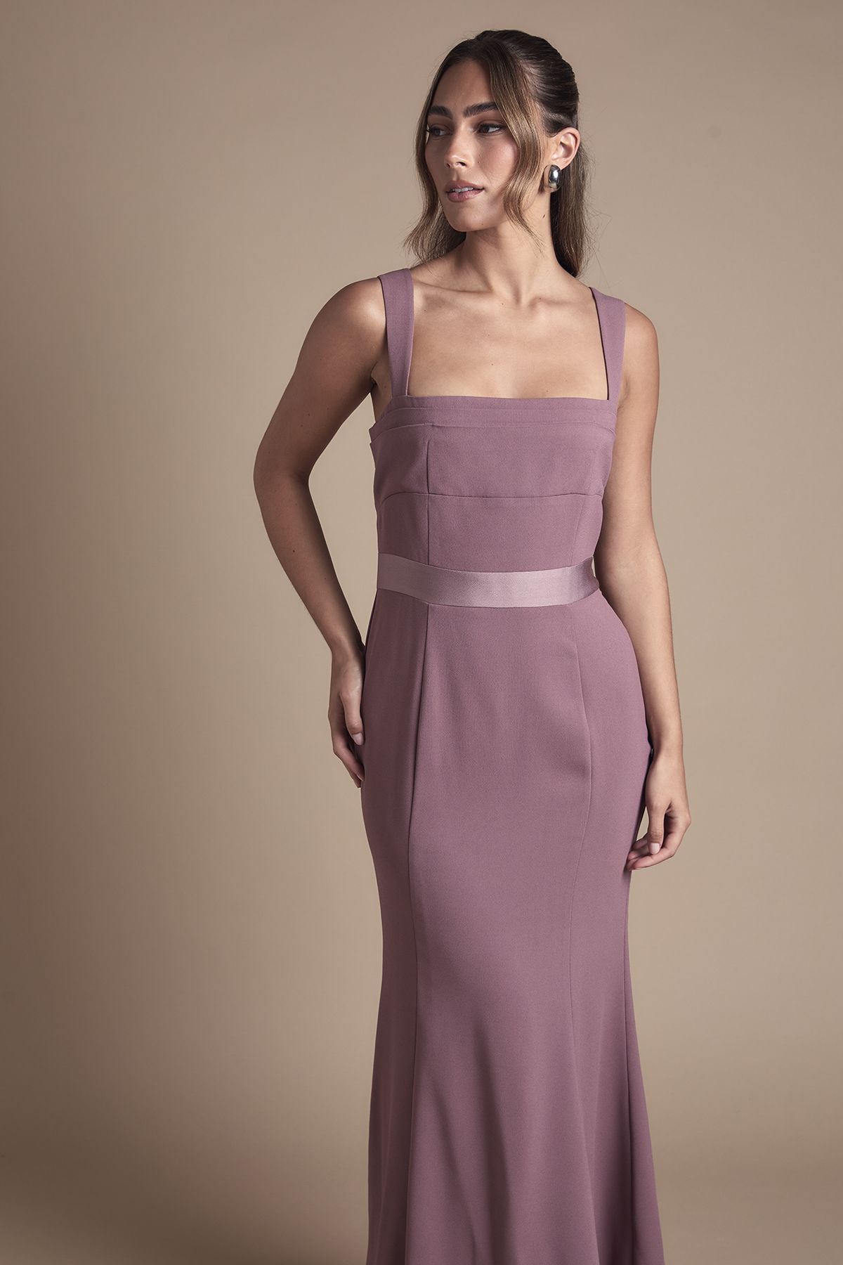 Coast Strappy Satin Bridesmaid Dress With Tie Back Detail Dusty Mauve image 2