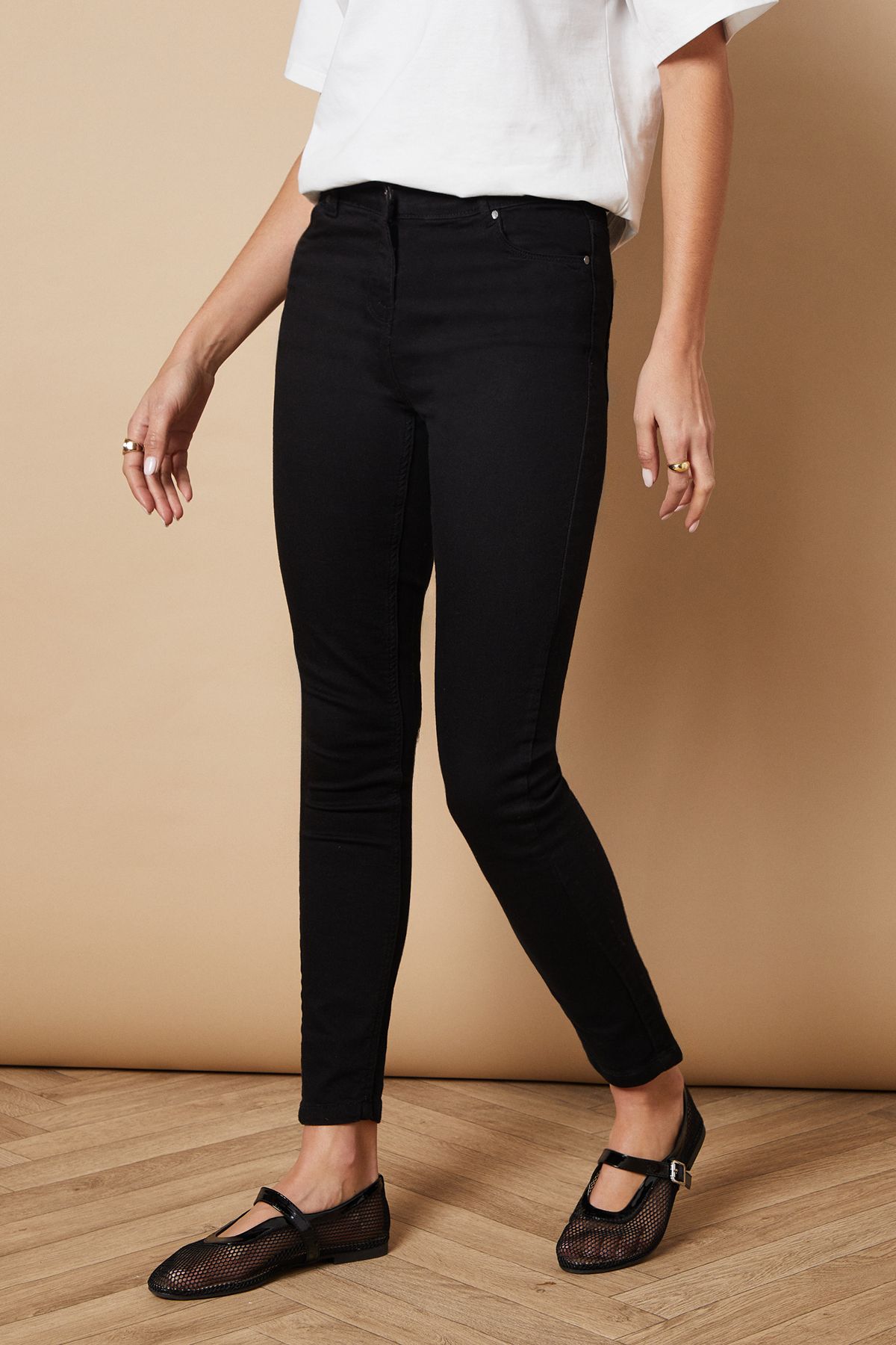Oasis Black Jade Mid Rise Skinny Jeans PLT