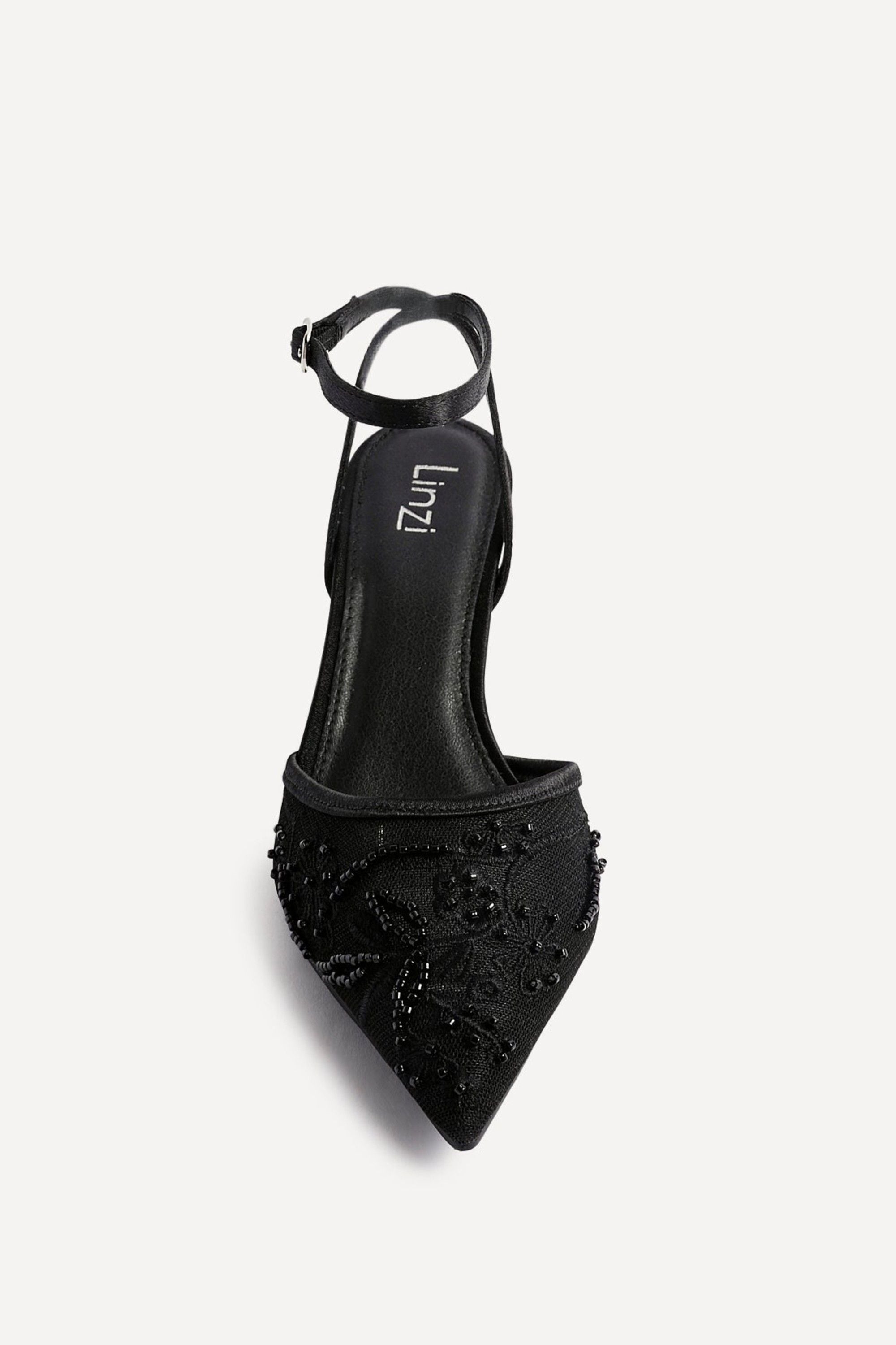 Linzi Serenade Black Beaded Mesh Court Heels image 4