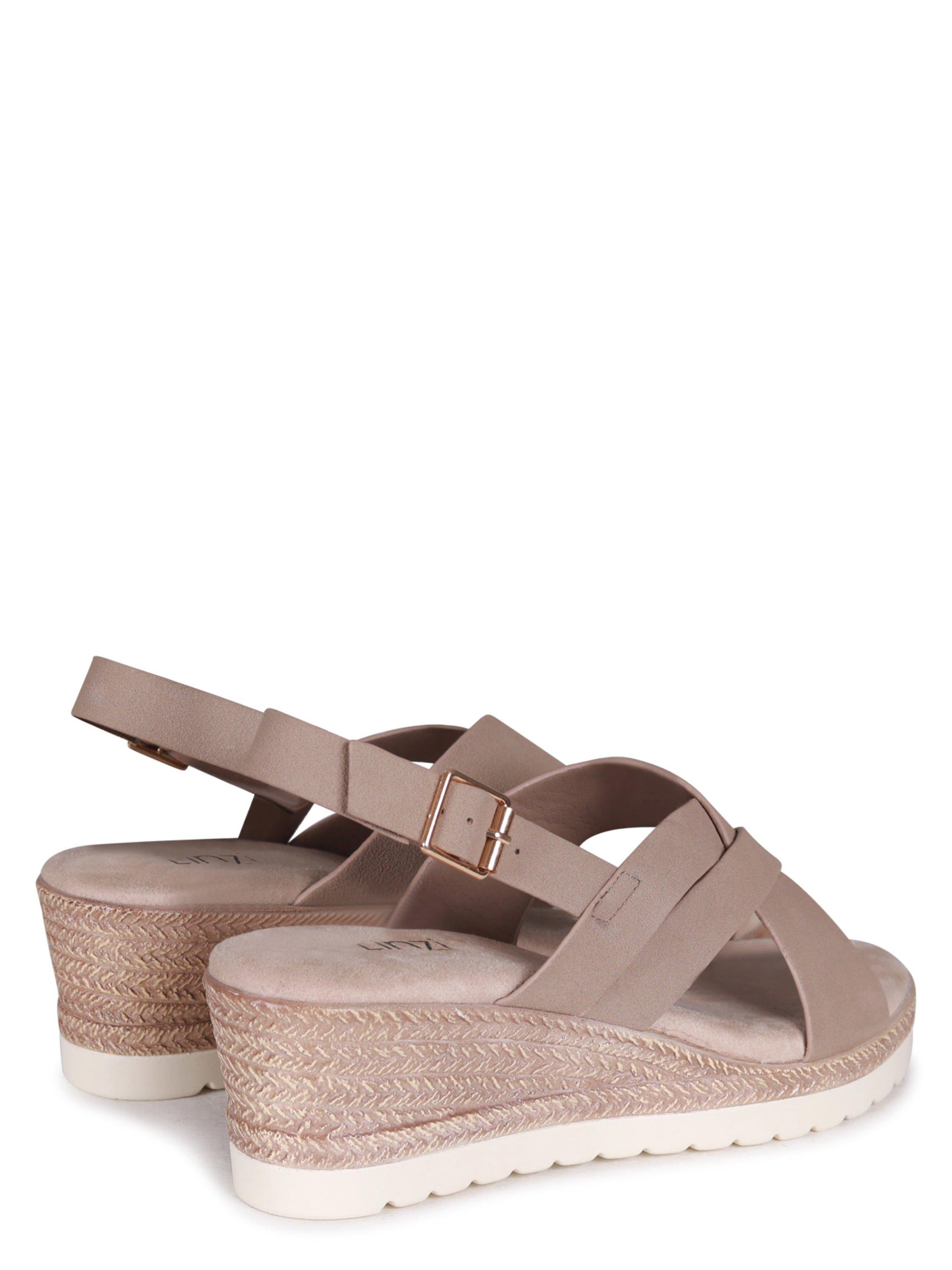 Linzi Myla Taupe Faux Nubuck Slingback Wedge image 4