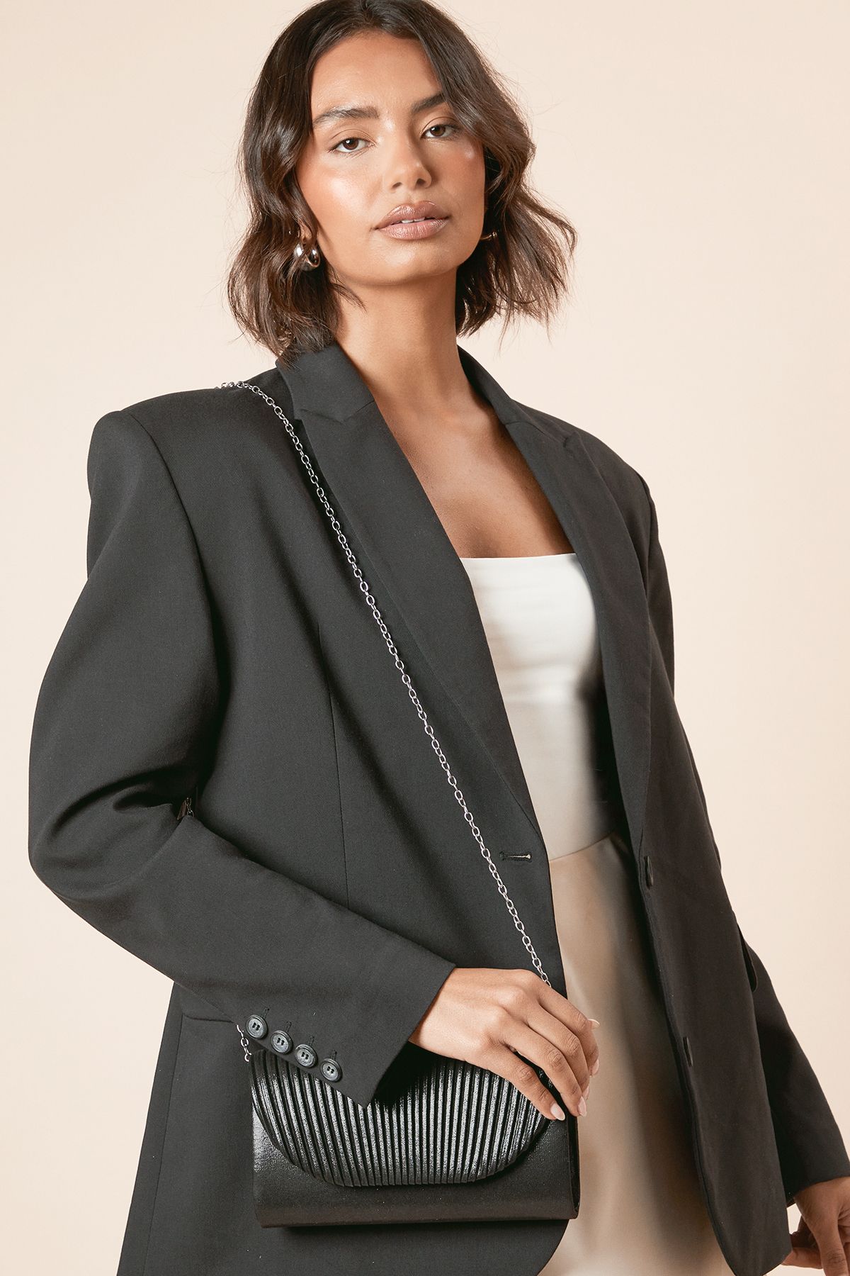 Dorothy Perkins Atlanta Ruched Detail Clutch Bag Black image 2