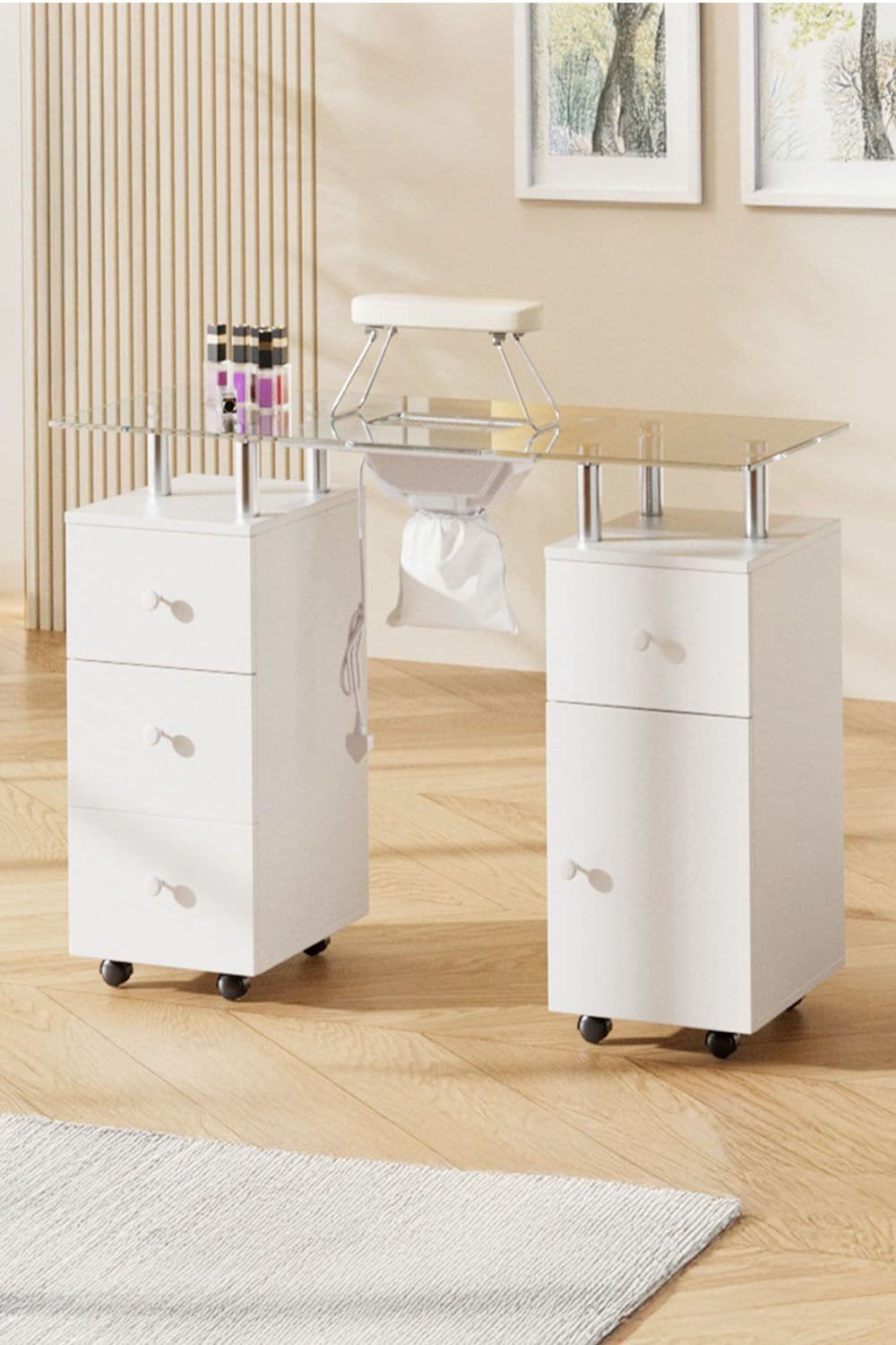 SHEONLY Professional Mobile Manicure Table on Wheels image 1