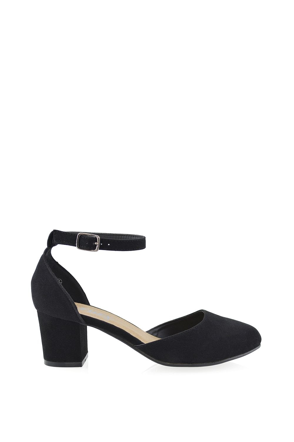 XY London 'Billie-May' Chunky Strappy Mid Block High Heels Court Shoes