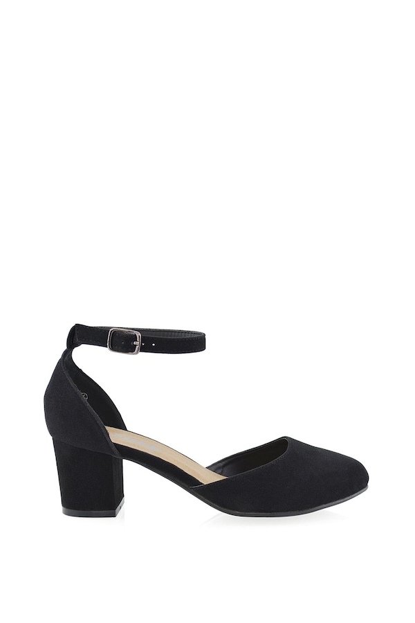 XY London 'Billie-May' Chunky Strappy Mid Block High Heels Court Shoes