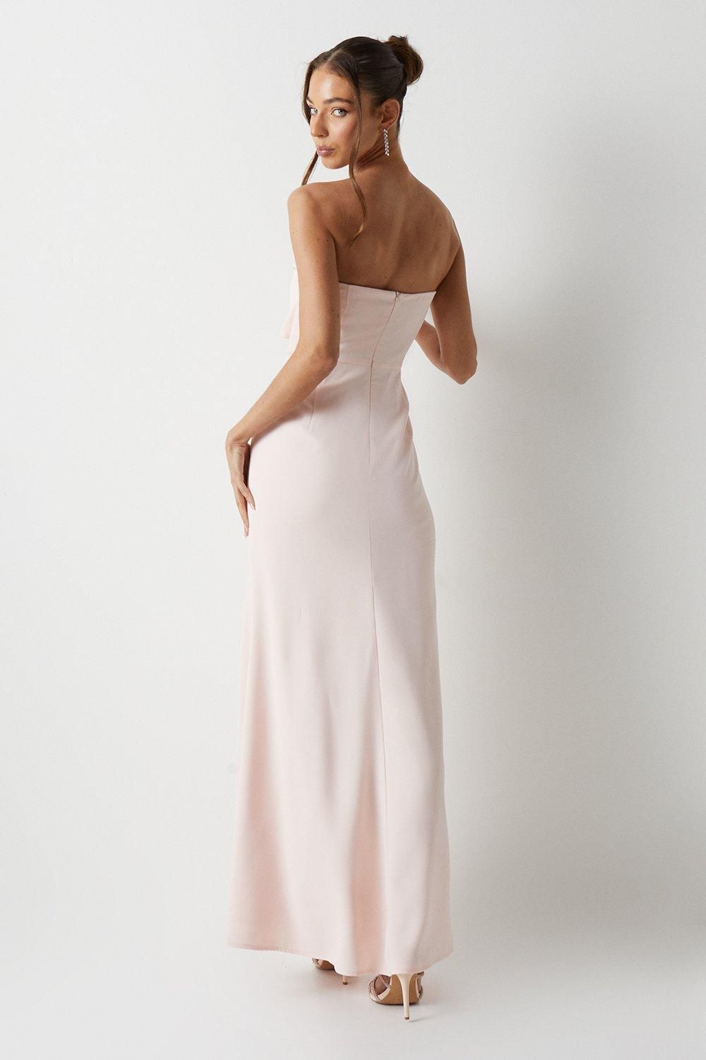 Coast Twist Bandeau Crepe Bridesmaid Dress Blush image 3