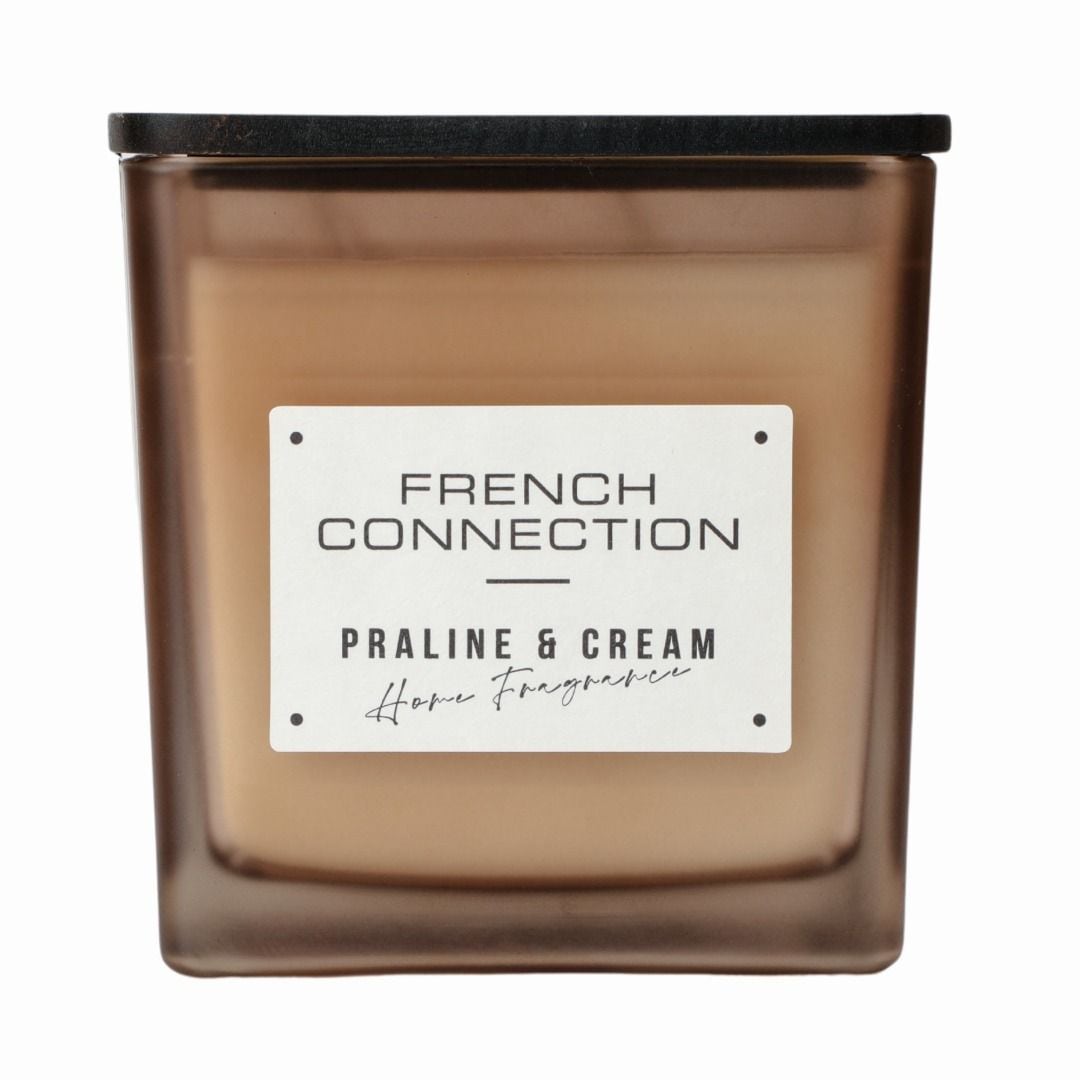 French Connection Square Praline & Cream Candle Long-Lasting Luxury Gift image 1