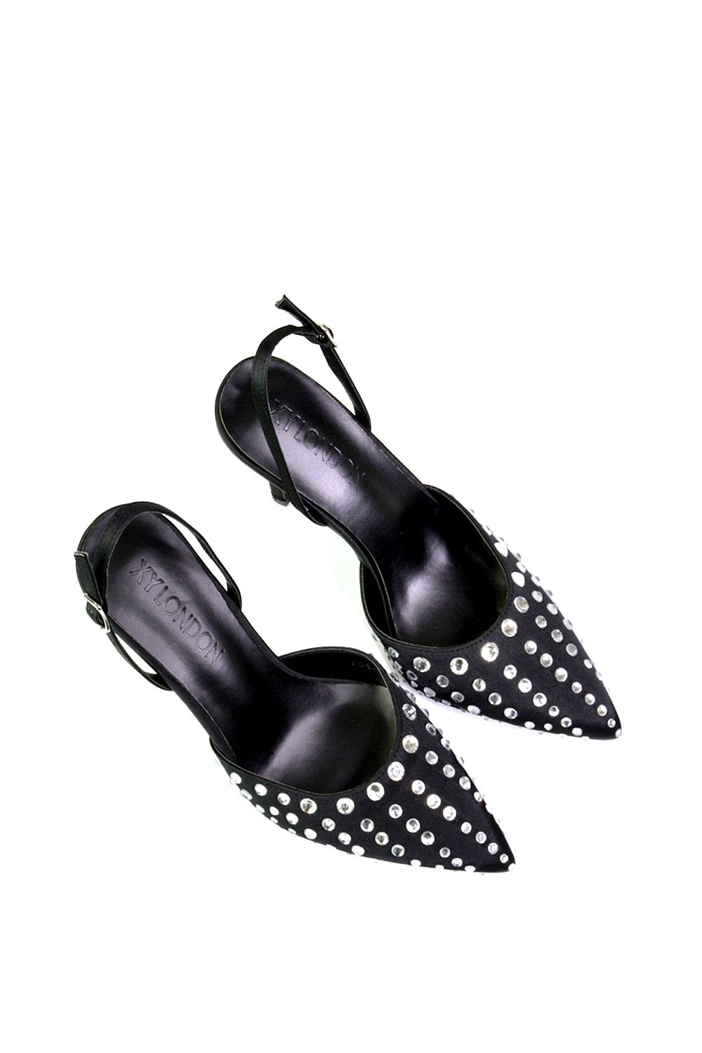 XY London 'Shelly' Strappy Slingback Pointed Toe Diamante Stiletto Bridal Heels image 5