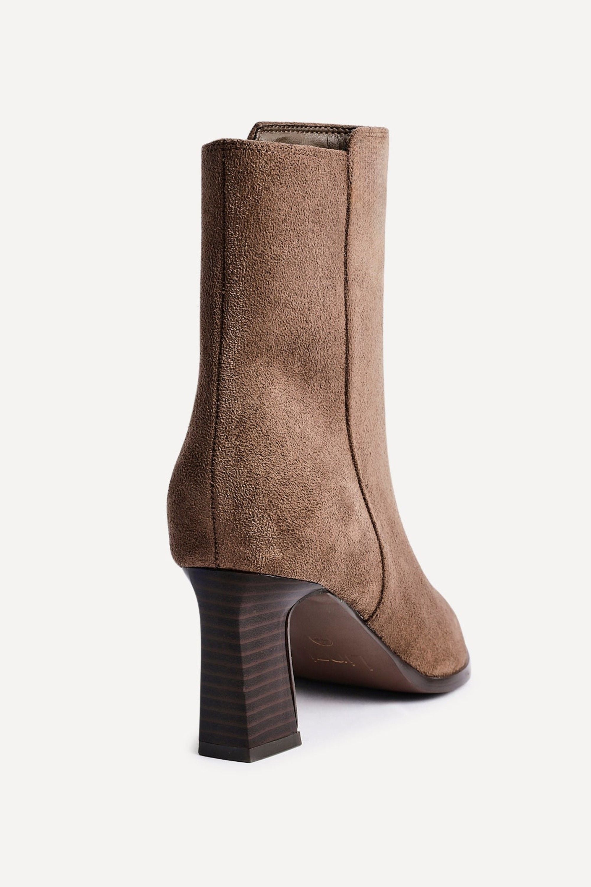 Linzi Thorn Brown Suede Stacked Block Heel Ankle Boot image 4