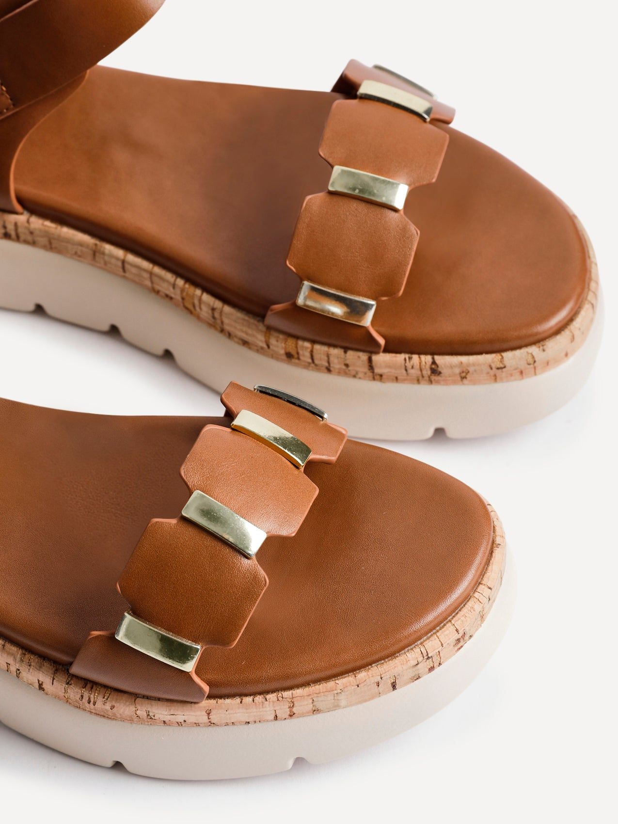 Linzi Stride Tan Faux Leather Flatform Sandal image 5