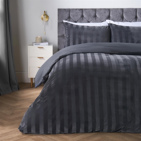 OHS Velvet Stripe Super Soft Duvet Cover Bedding Set