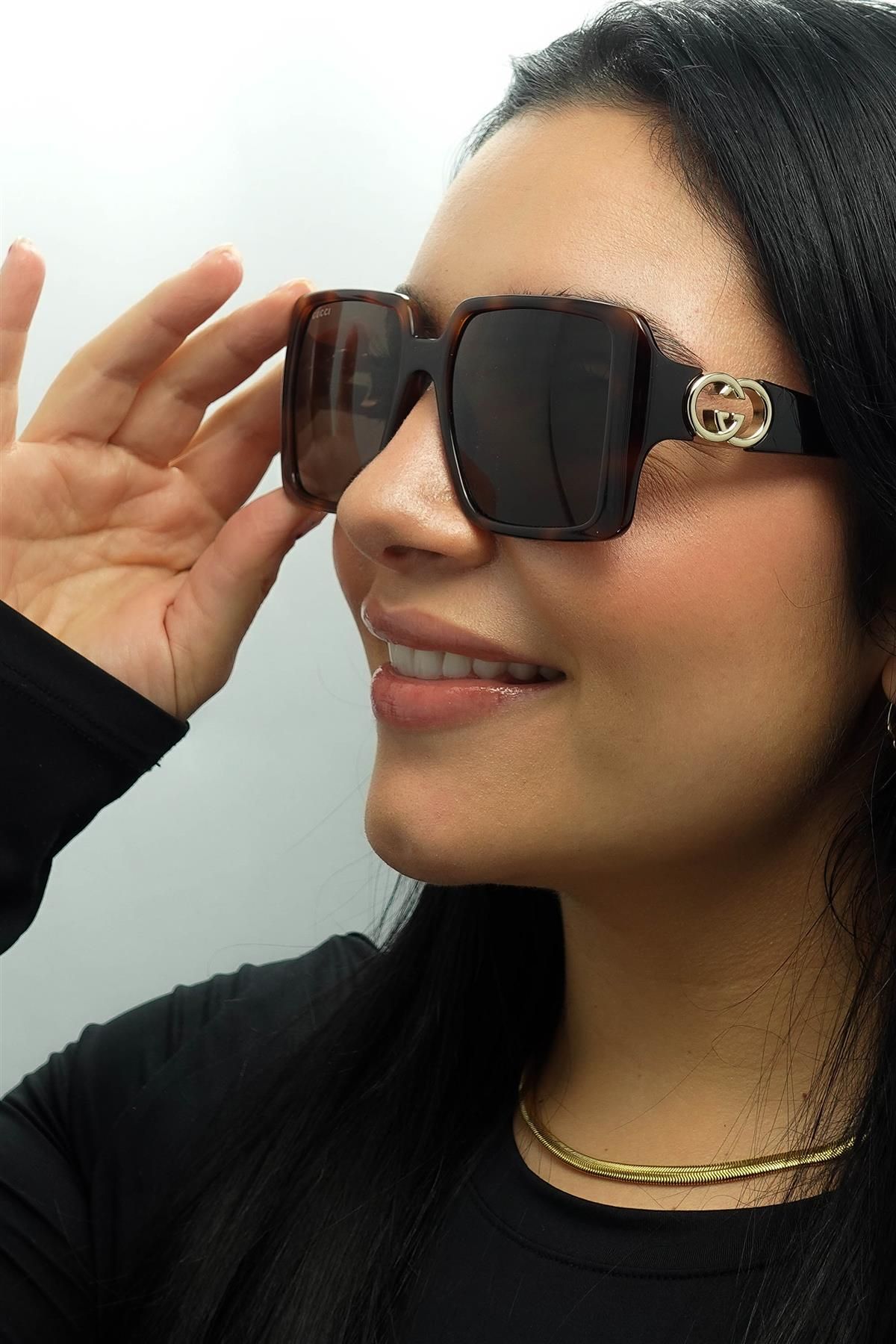 Gucci Square Dark Havana with Gold Dark Brown GG1692S image 5