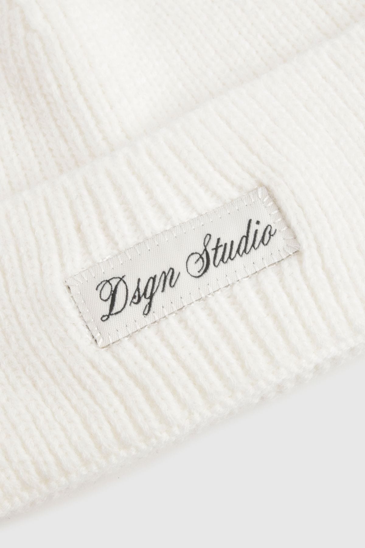 DSGN Studio DSGN Studio Rib Knit Beanie Hat Cream image 3