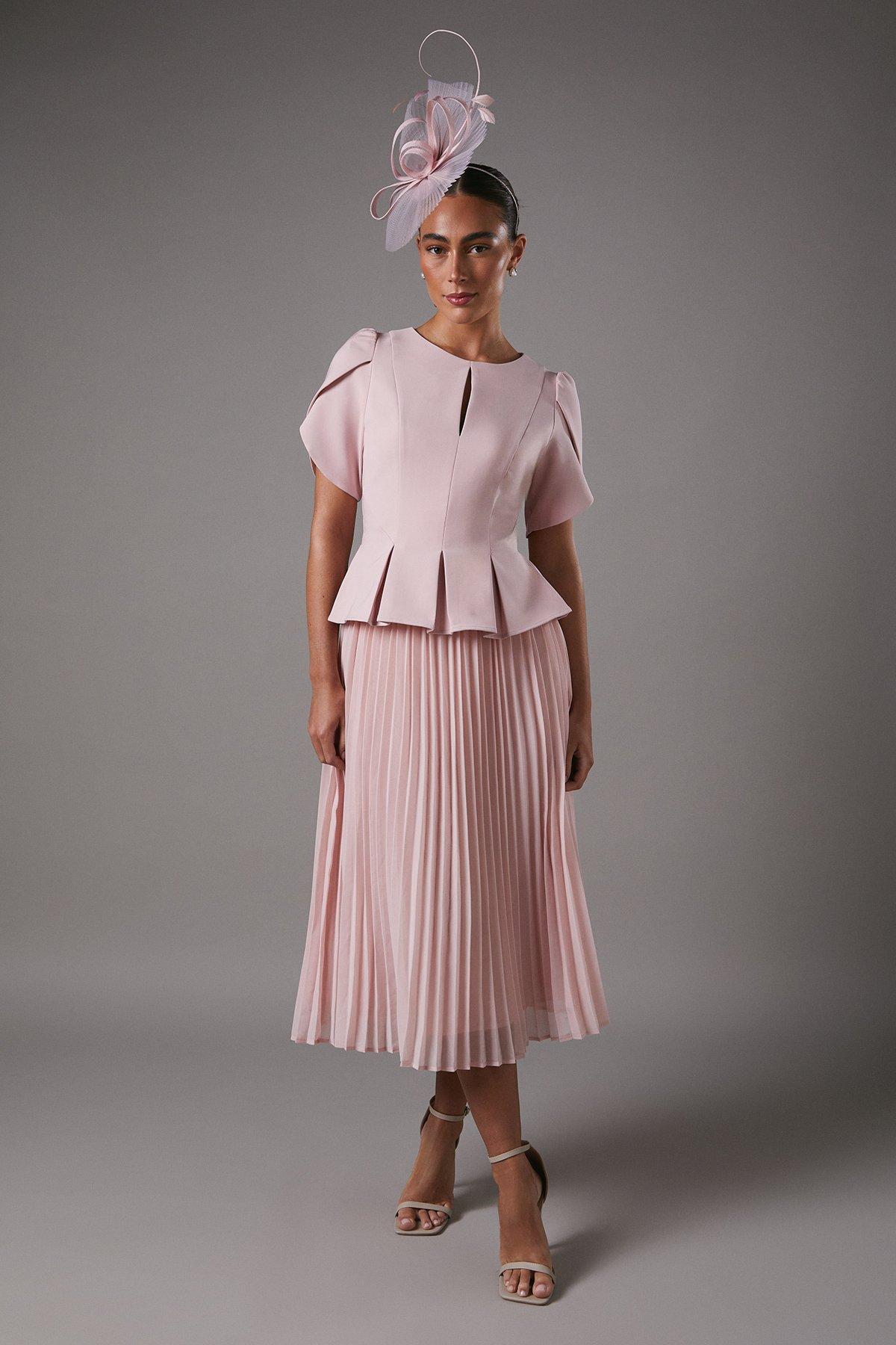 Coast Tulip Sleeve 2 In 1 Pleat Dress Blush image 1