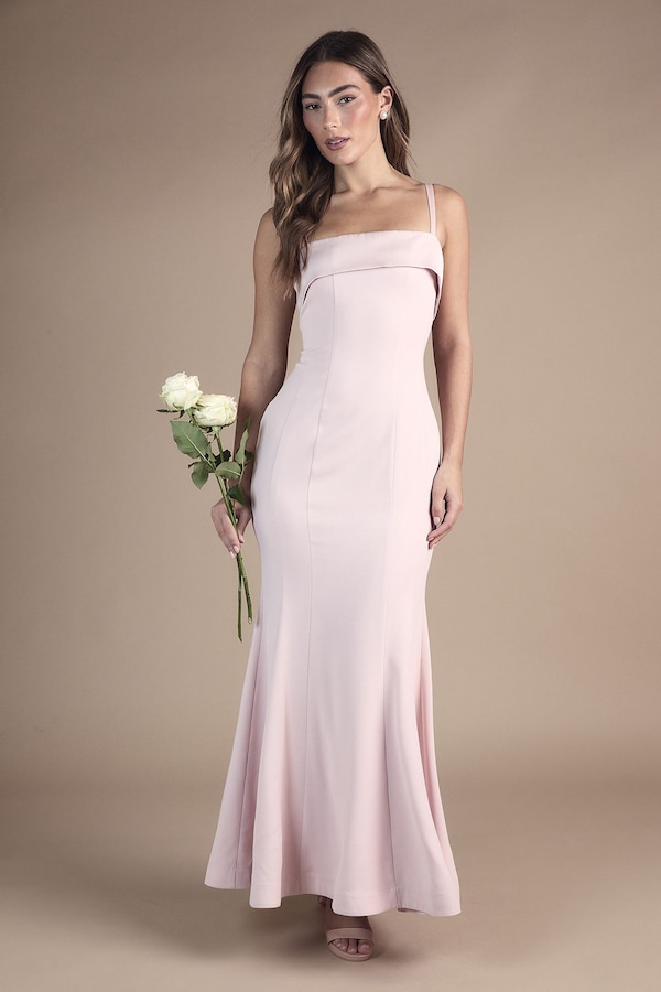 Coast Strappy Fitted Satin Trim Bridesmaid Dress Blush