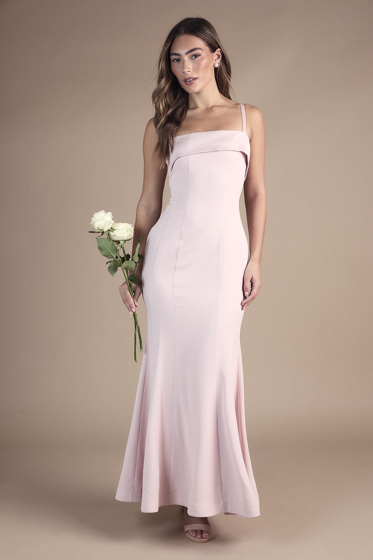 Coast Strappy Fitted Satin Trim Bridesmaid Dress Blush