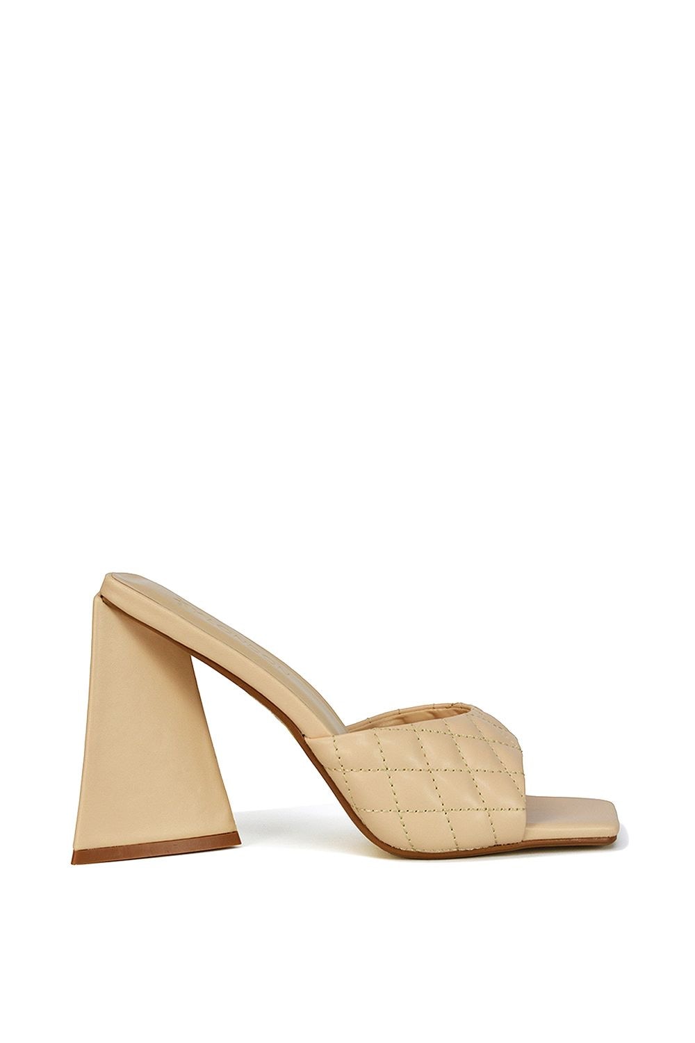 XY London 'Maylin' Quilted Square Toe Sculptured Flared High Heels image 1