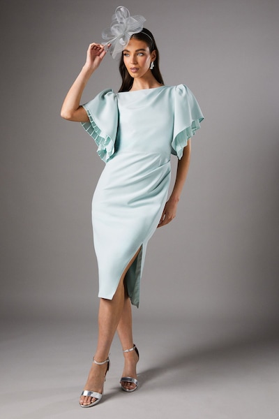 Coast Pleat Double Layer Sleeve Pencil Dress Sage