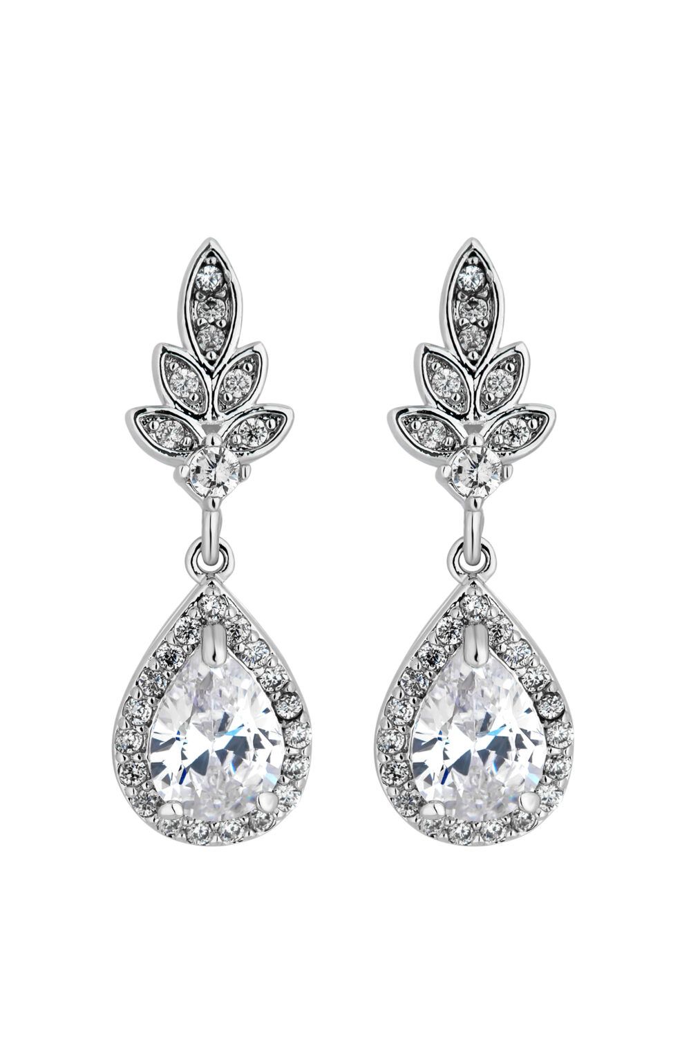 Jon Richard Silver Leaf Pear Drop Earrings