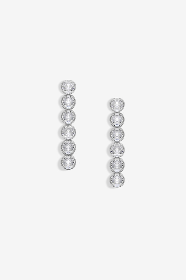 Jon Richard Rhodium Plated Cubic Zirconia Tennis drop earrings