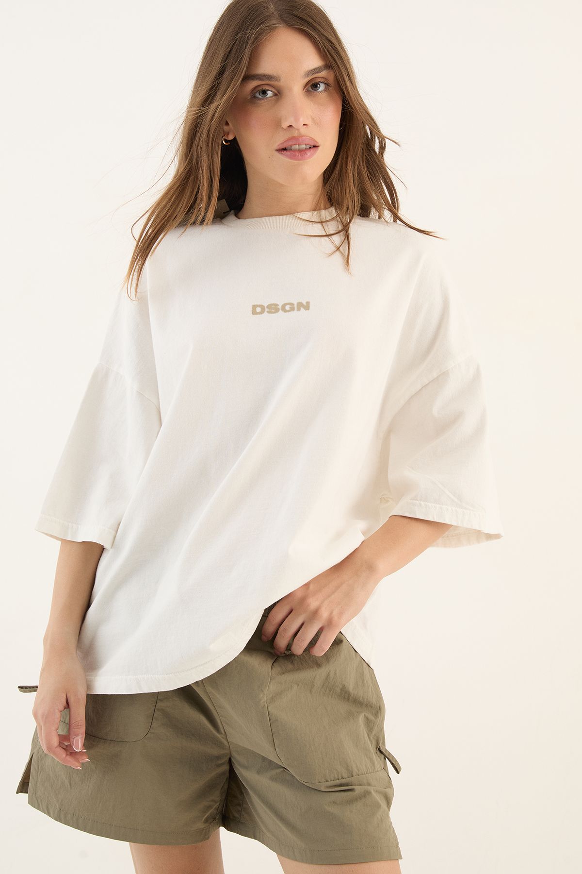 DSGN Studio DSGN Studio Heavyweight Washed Oversized Short Sleeve T-Shirt Cream