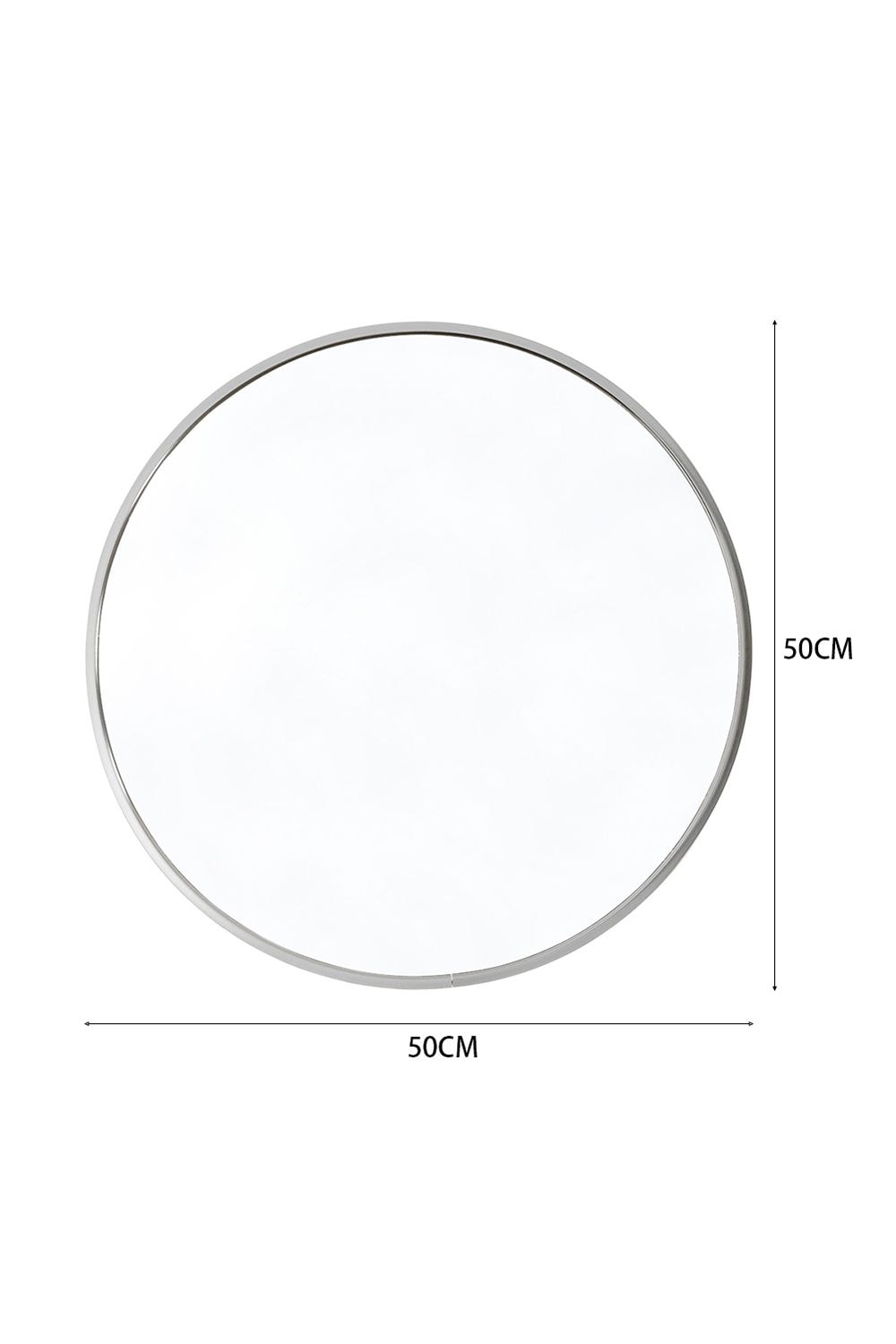 Living and Home Silver Round Metal Framed Bathroom Mirror image 3
