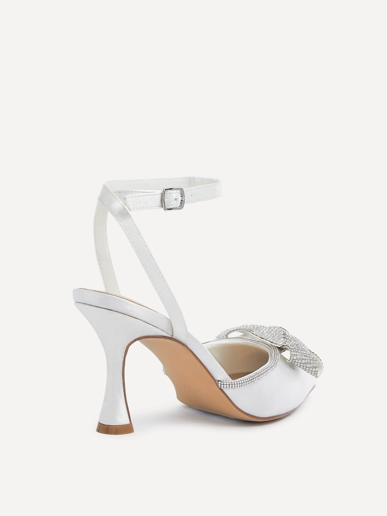 Linzi Angela Ivory Satin Diamante Bow Detail Court Heel image 5