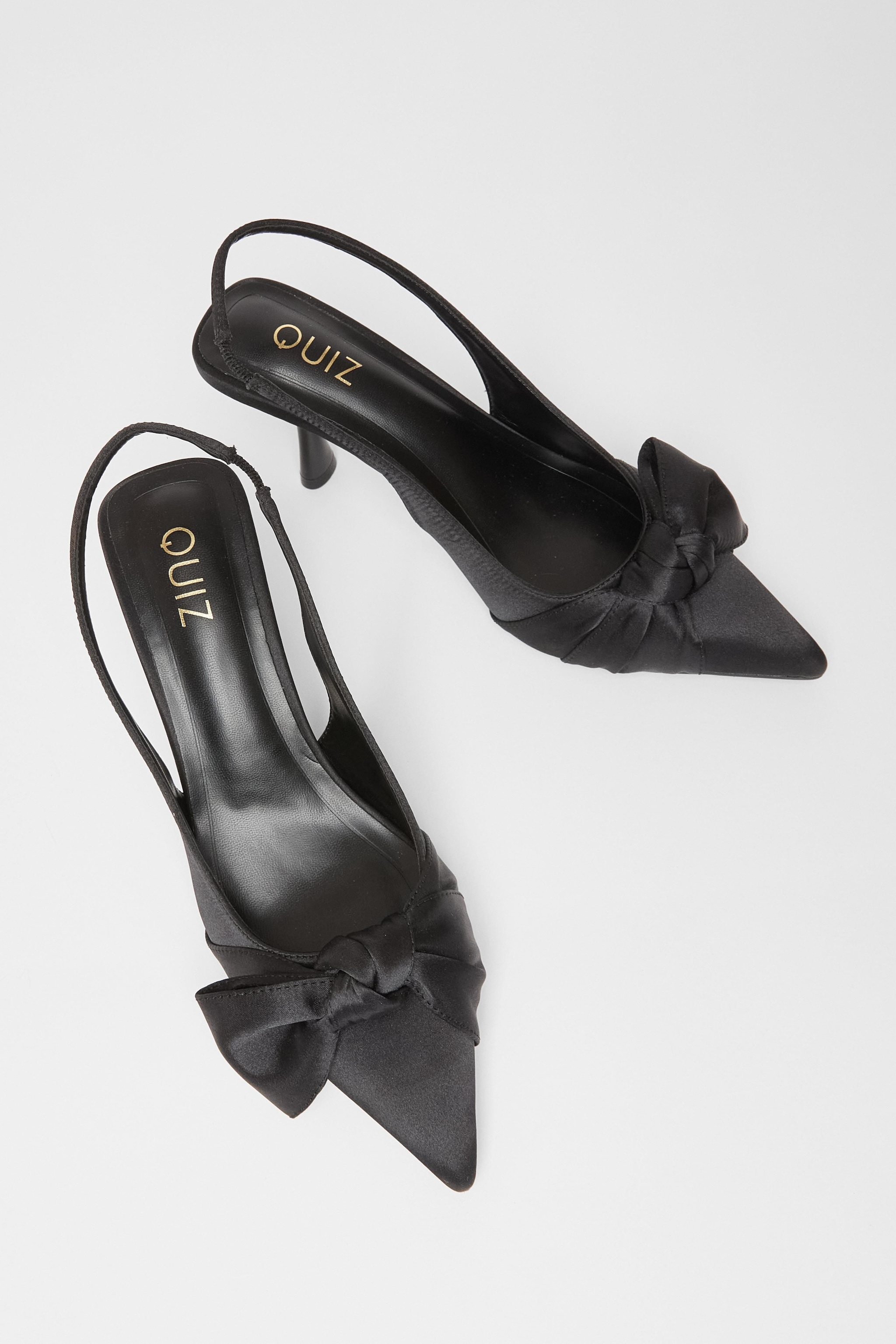 Quiz Black Sling Back Bow Heels image 2