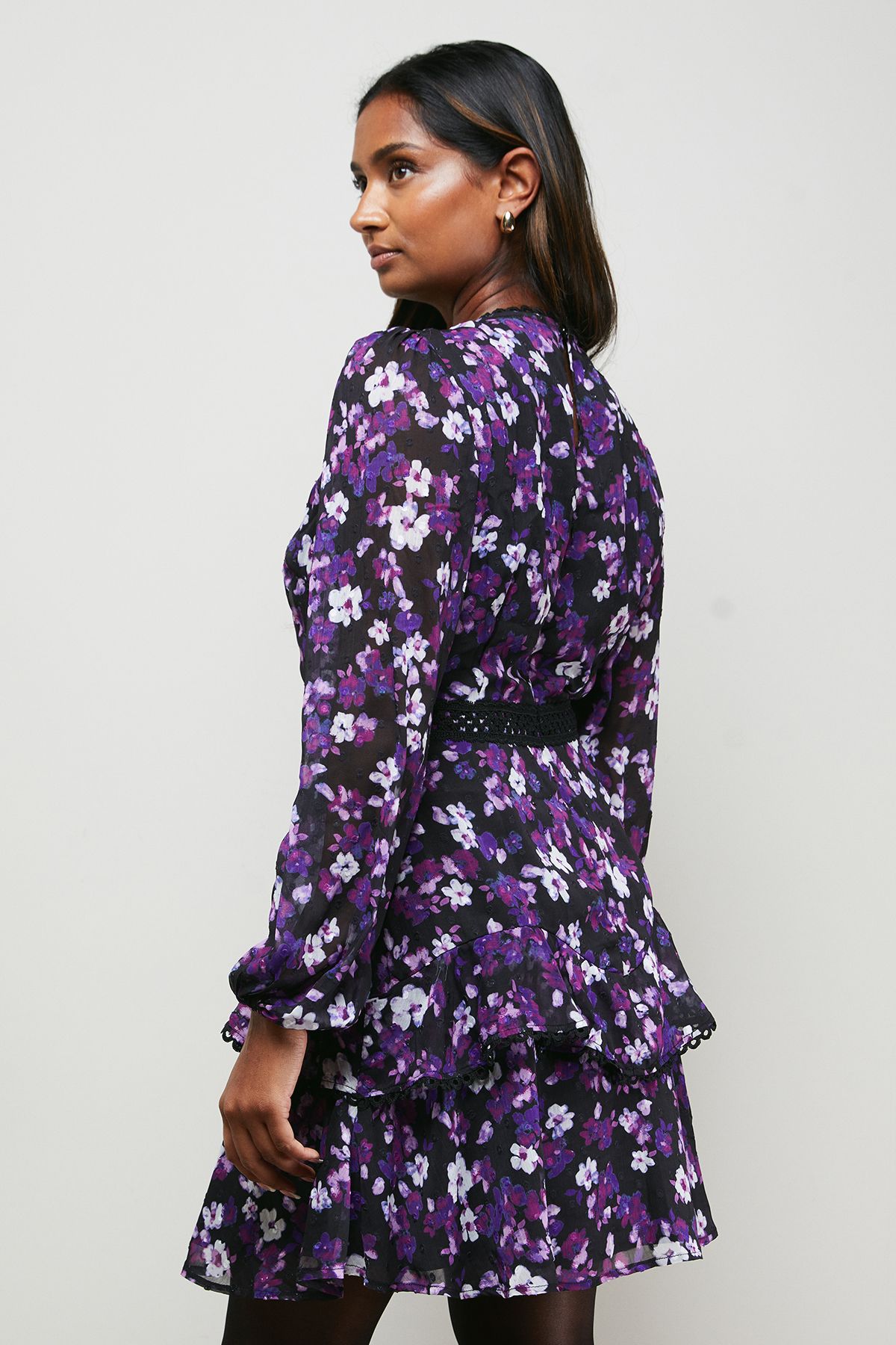 Oasis Ruffle Trim Mini Dress Floral image 3