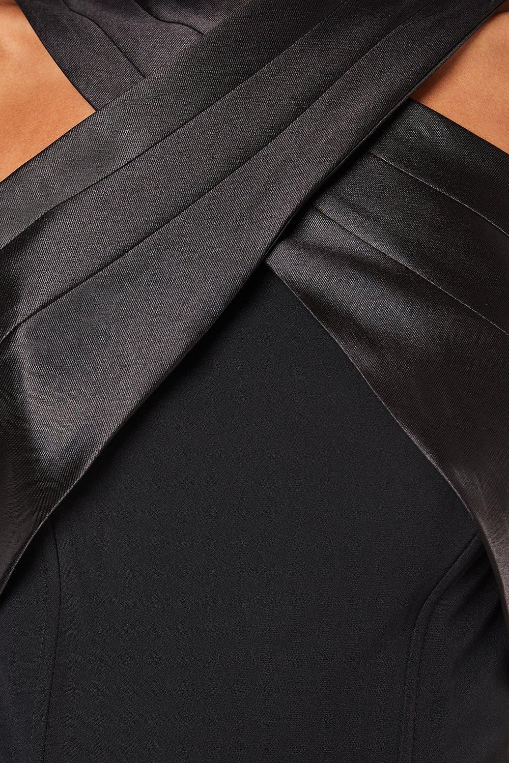 Coast Cross Over Front Bow Back Midi Dress Black image 5