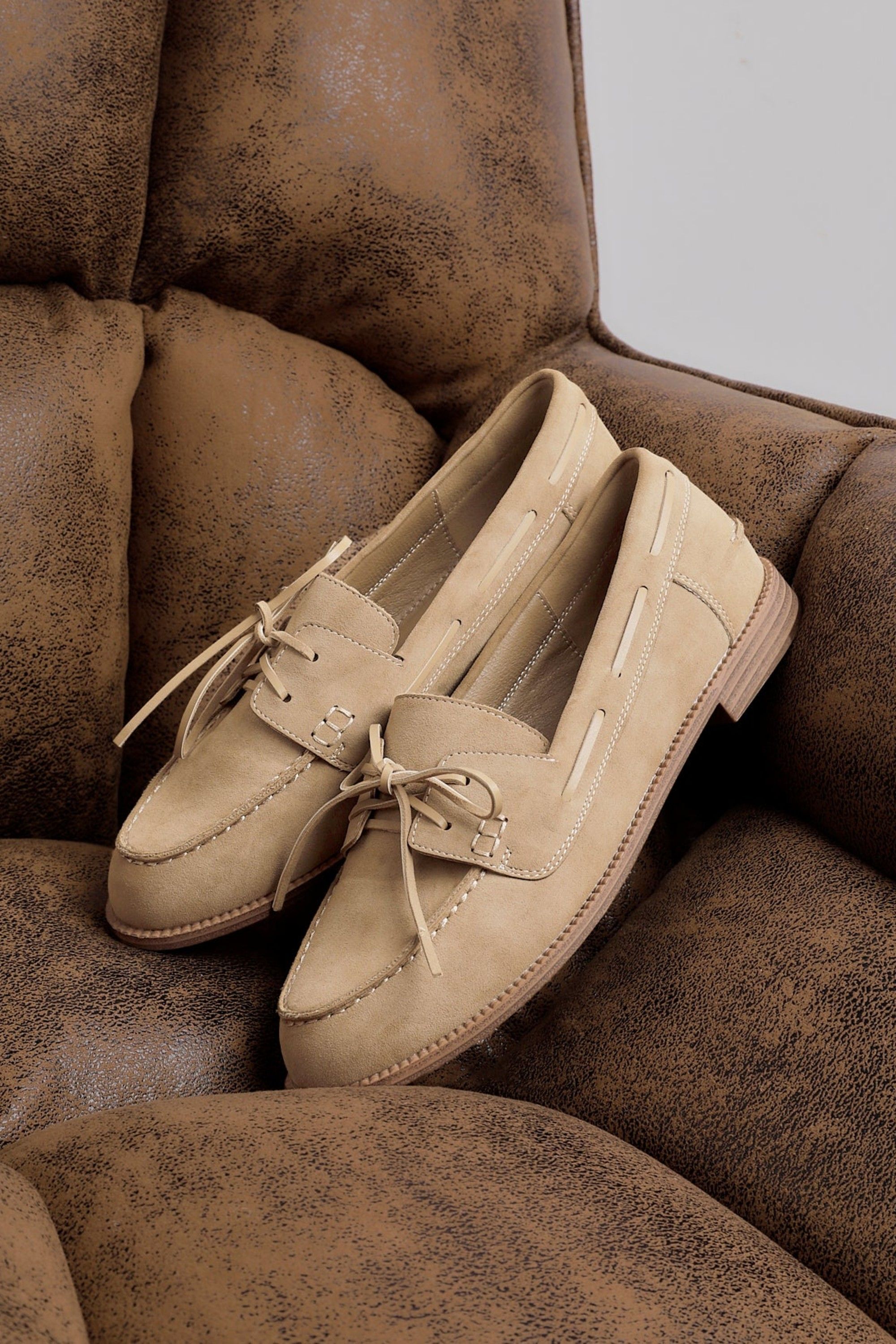 Linzi Vanish Beige Faux Suede Slip On Loafer image 2