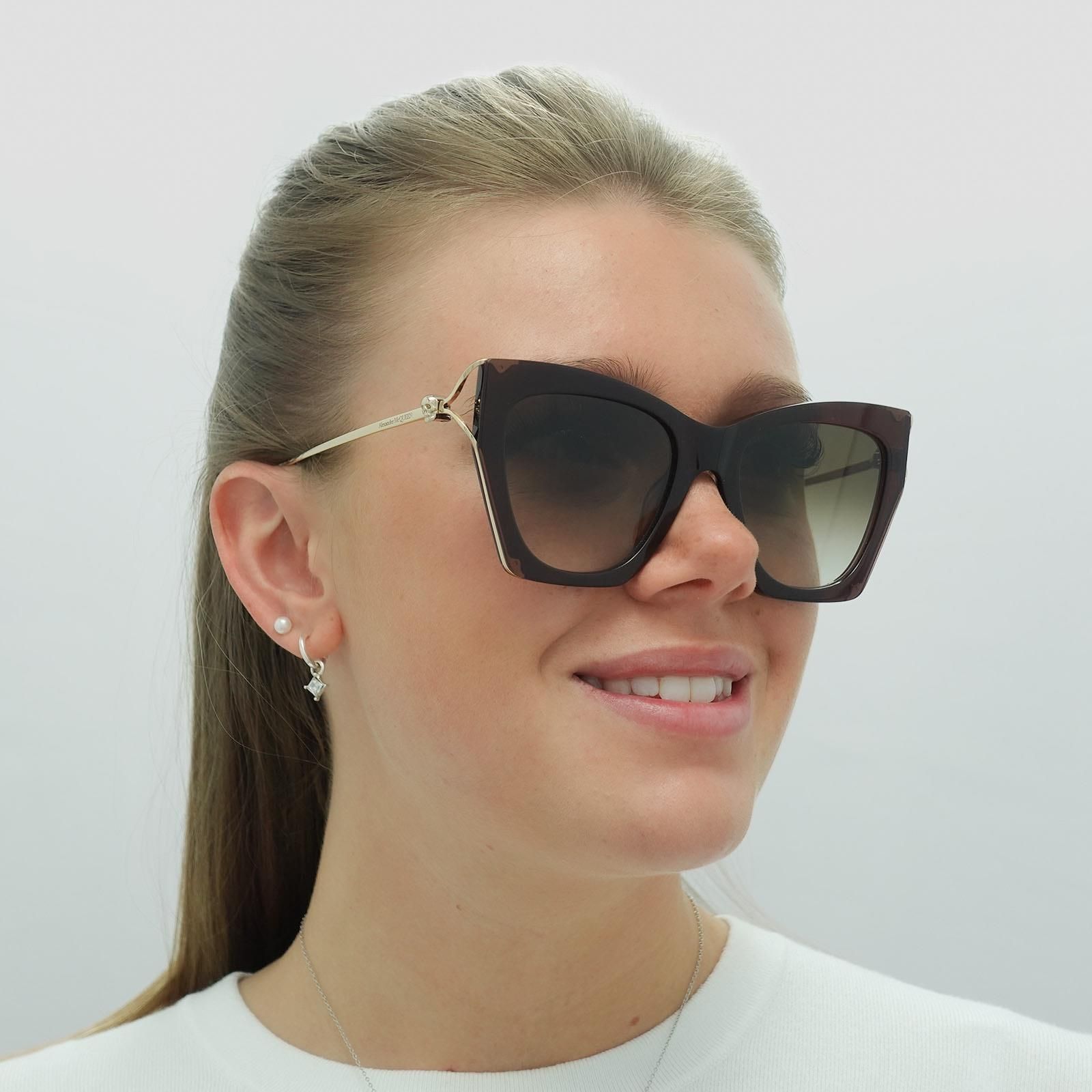 Alexander McQueen Cat Eye Womens Brown Gold Brown Gradient AM0375S image 5