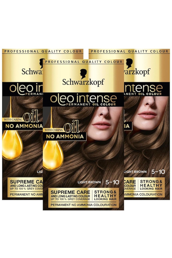 Schwarzkopf Oleo Intense 5-10 'Oil Colour' No Ammonia Light Brown 3 Pack