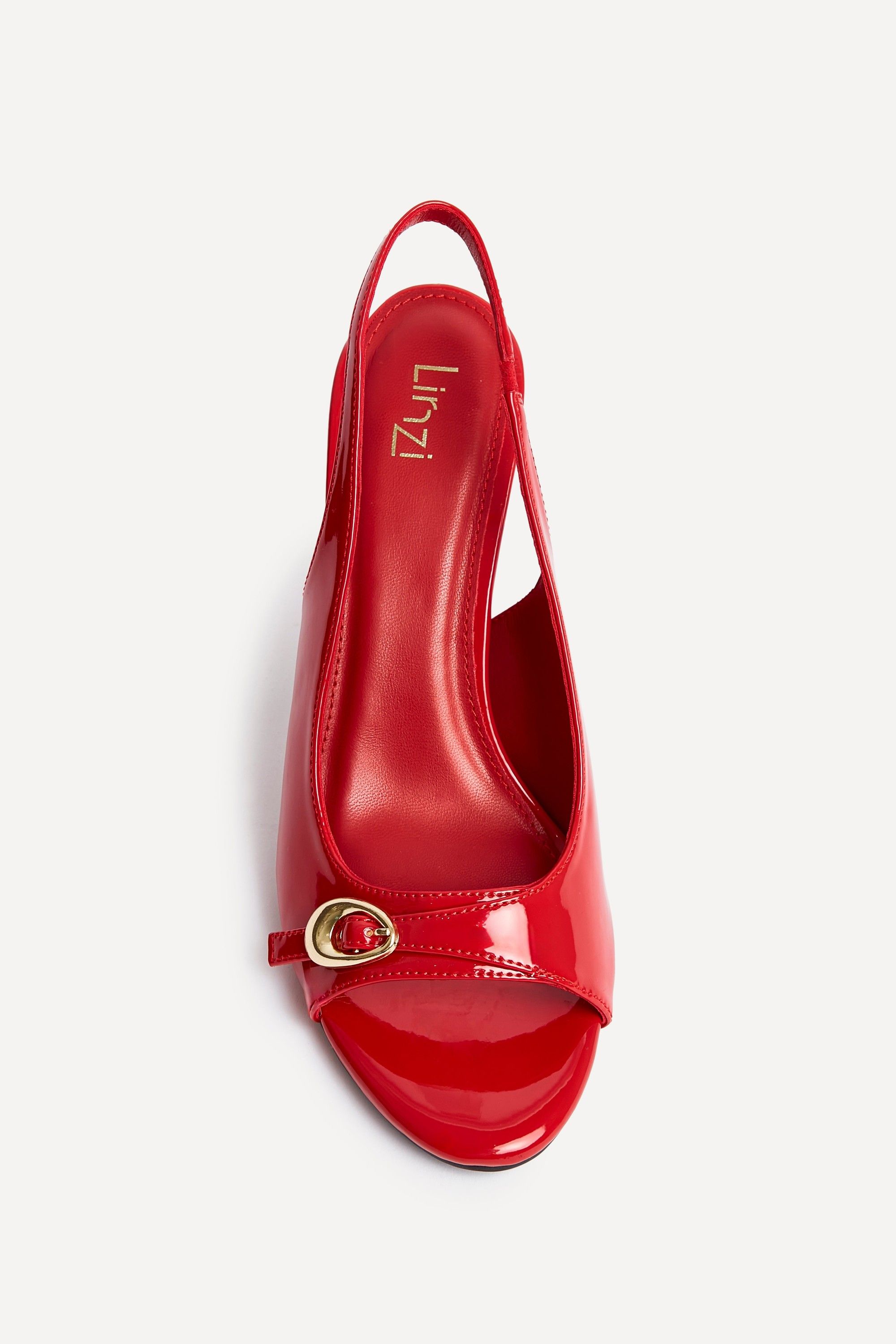 Linzi Potion Red Faux Patent Leather Peep Toe Heel image 4