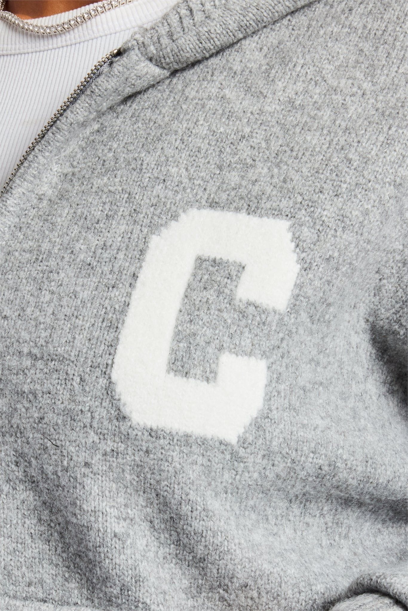 Cernucci Hooded Zip Through Knitted Jumper - Grey image 3