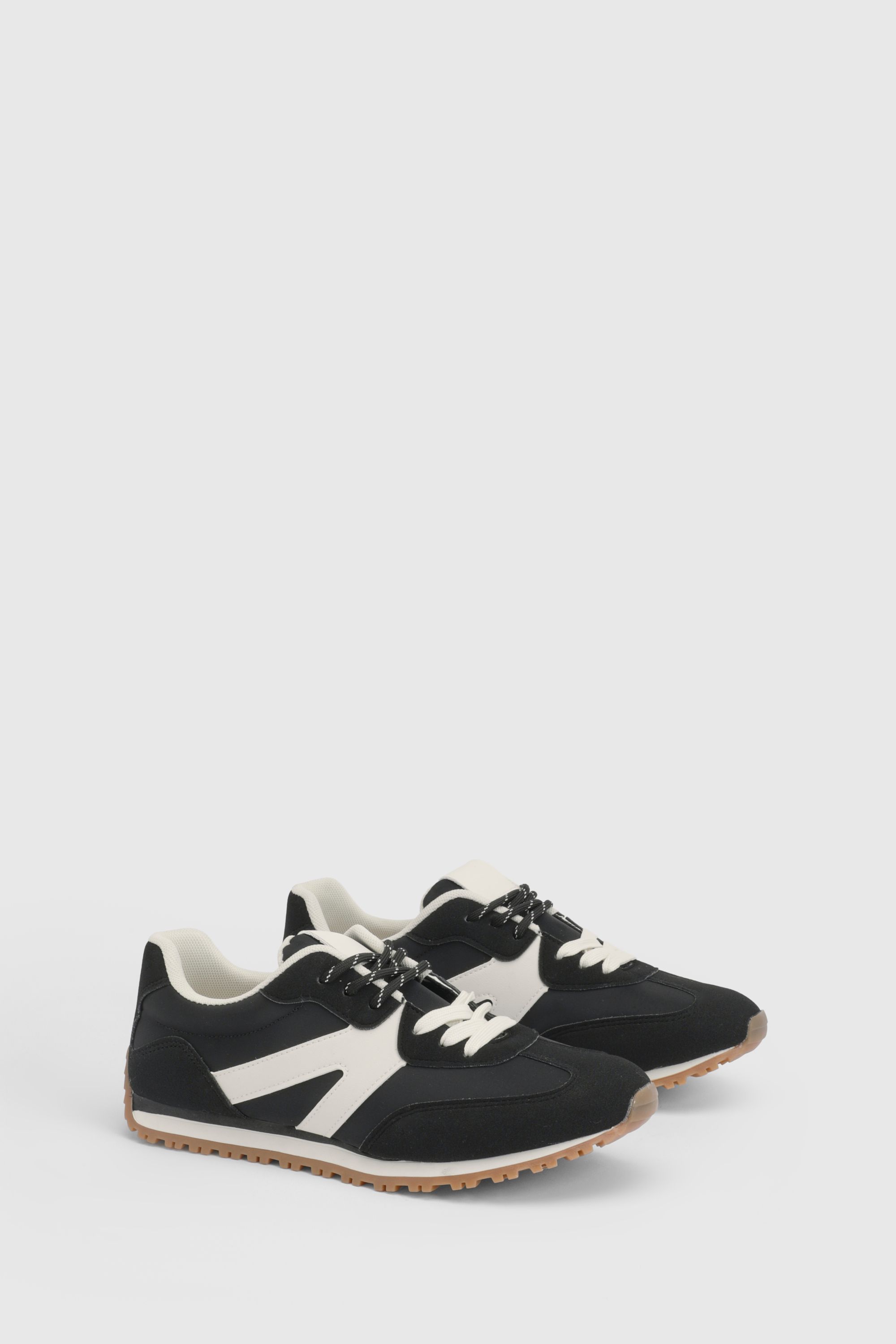 Oasis Daisy Faux Suede Lace Up Trainers Black