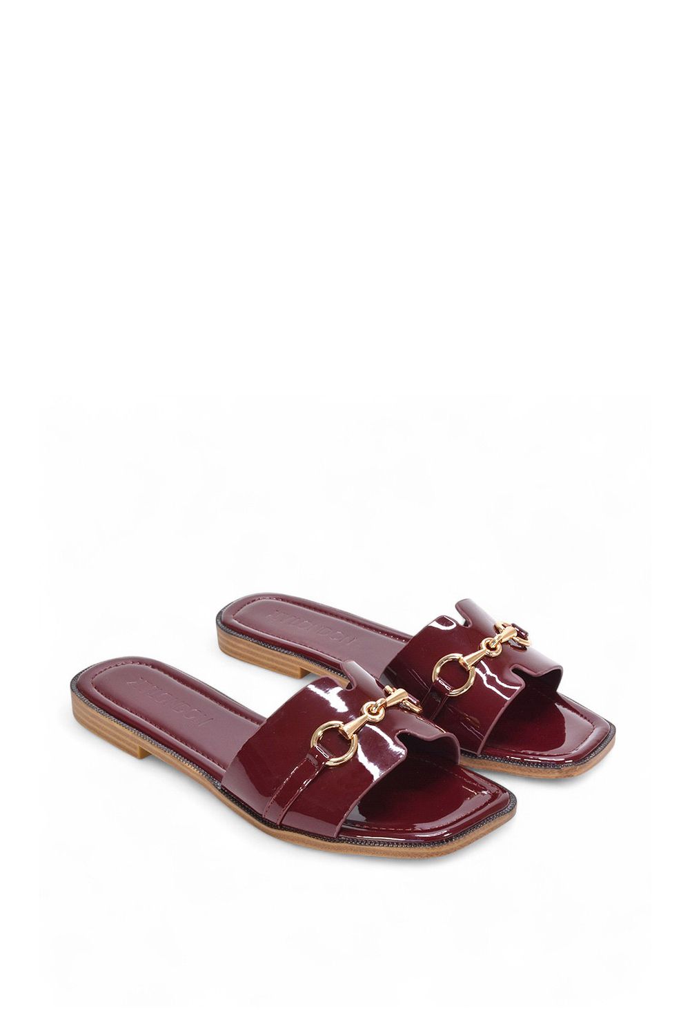 XY London 'Lesley' Square Toe Mule Slider Sandals With Buckle Detail image 4