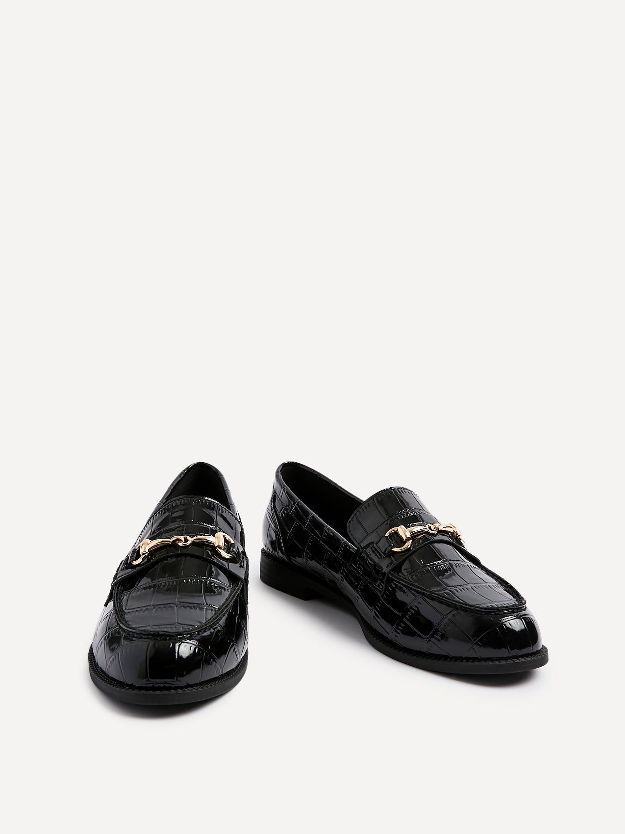 Linzi Maison Black Faux Croc Patent Leather Loafers image 3